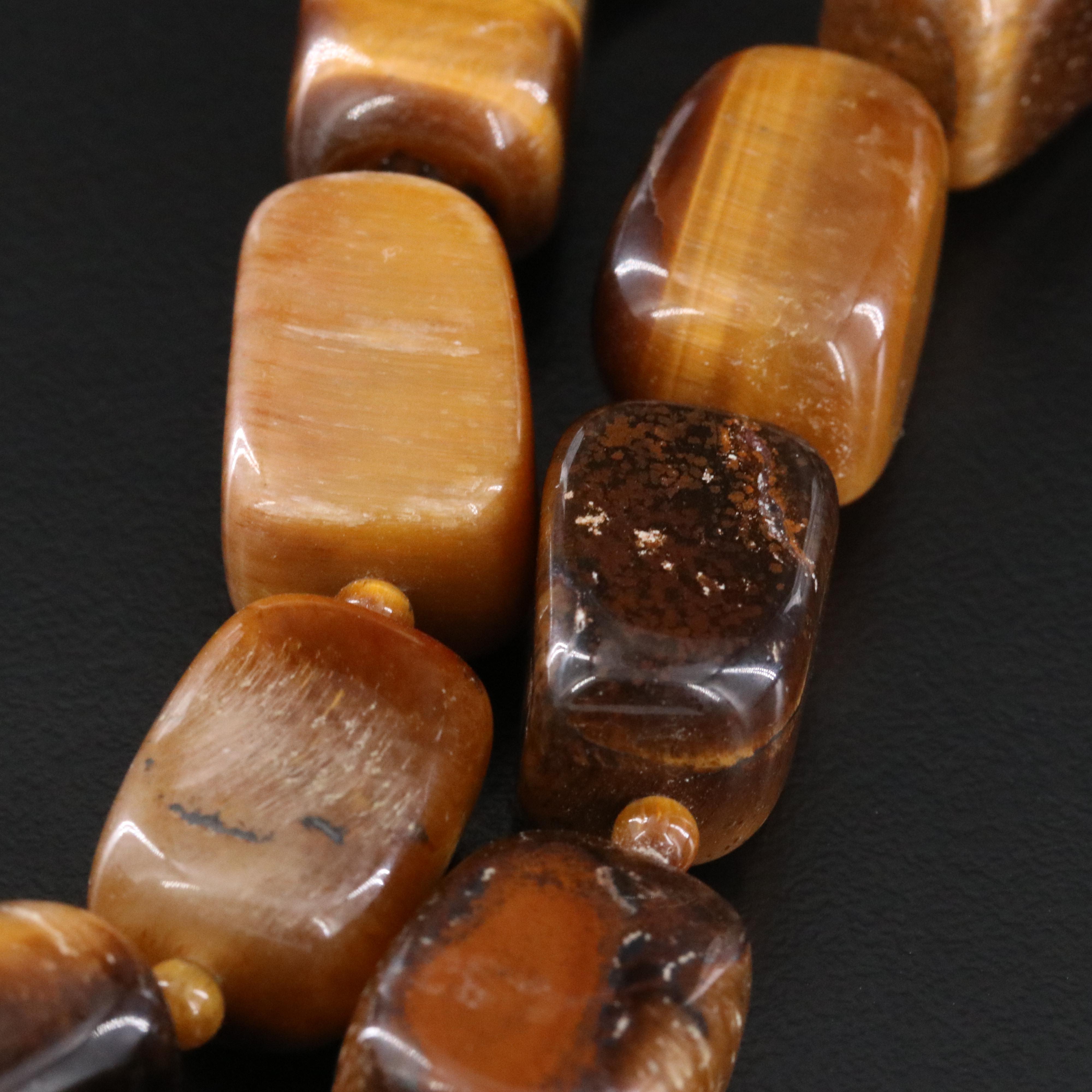 Tiger's Eye Necklace with Sterling Clasp