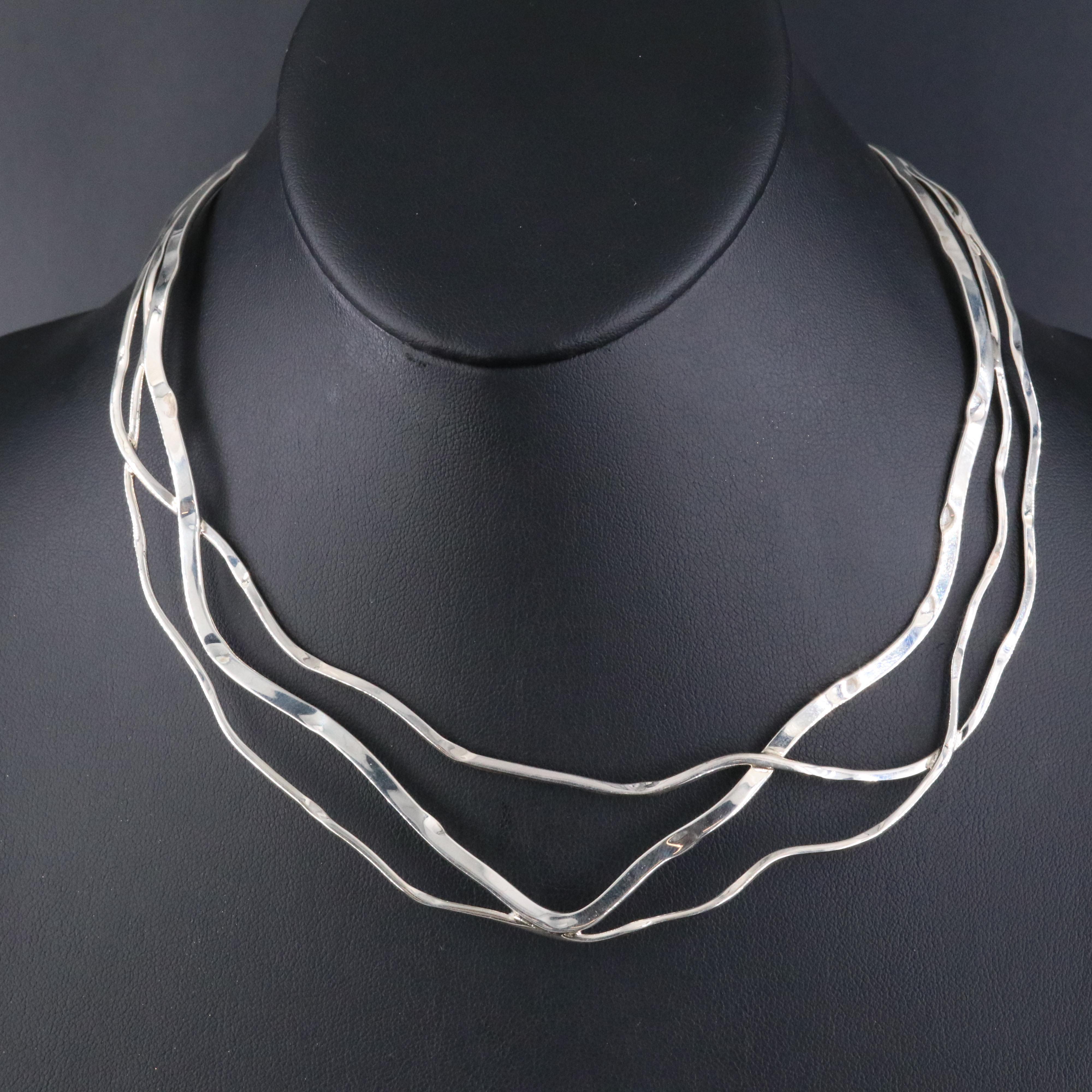 Sterling Wave Collar Necklace