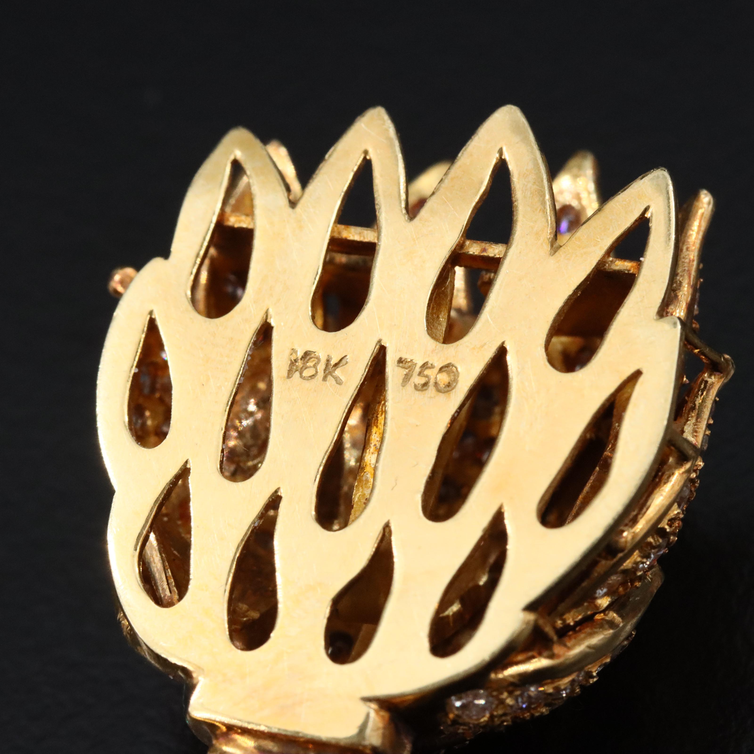 18K Coral, Sapphire, and 6.35 CTW Diamond Sakura Carved Cherry Blossom Necklace