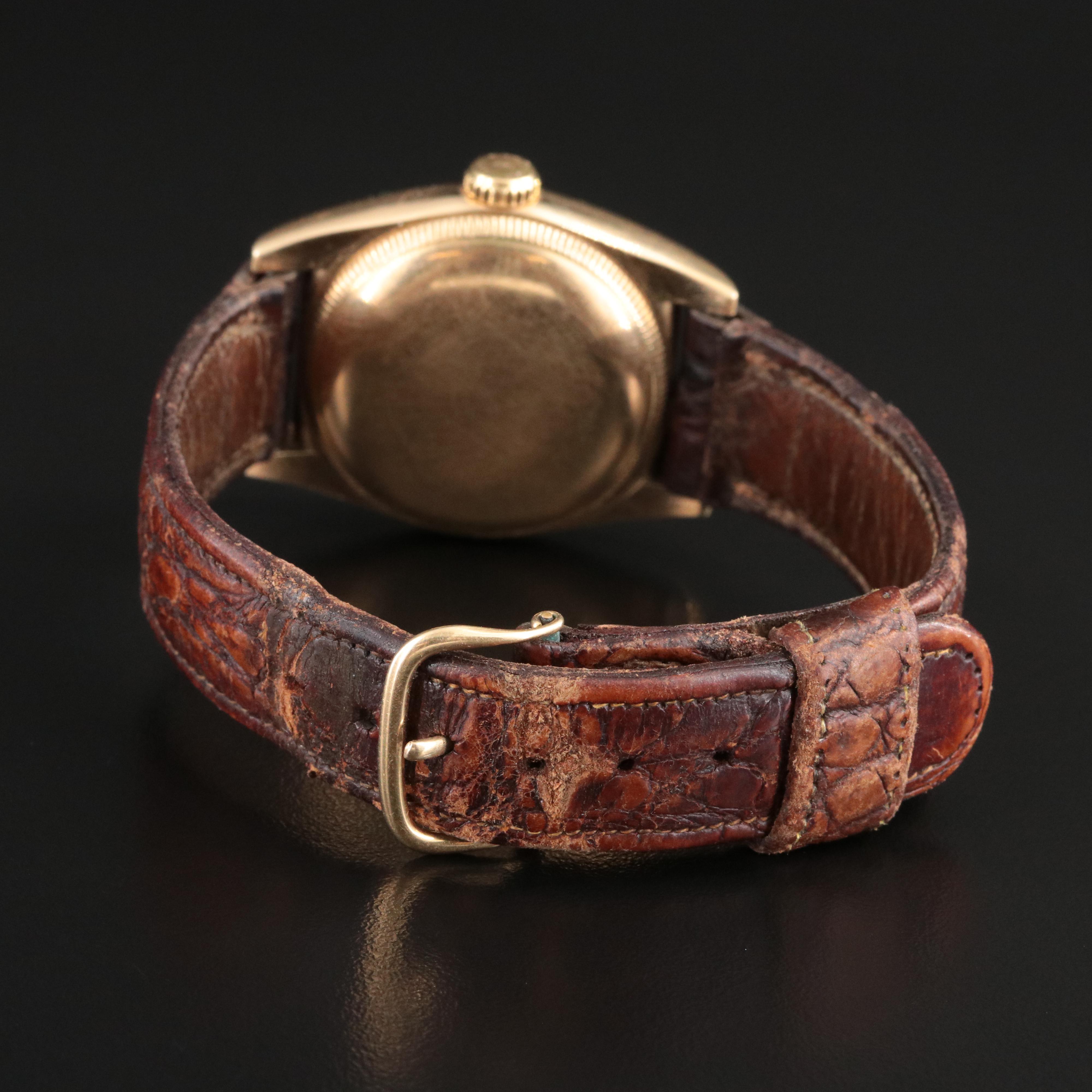 1948 Rolex Oyster Perpetual Bubble Back Engine Turned Bezel Watch