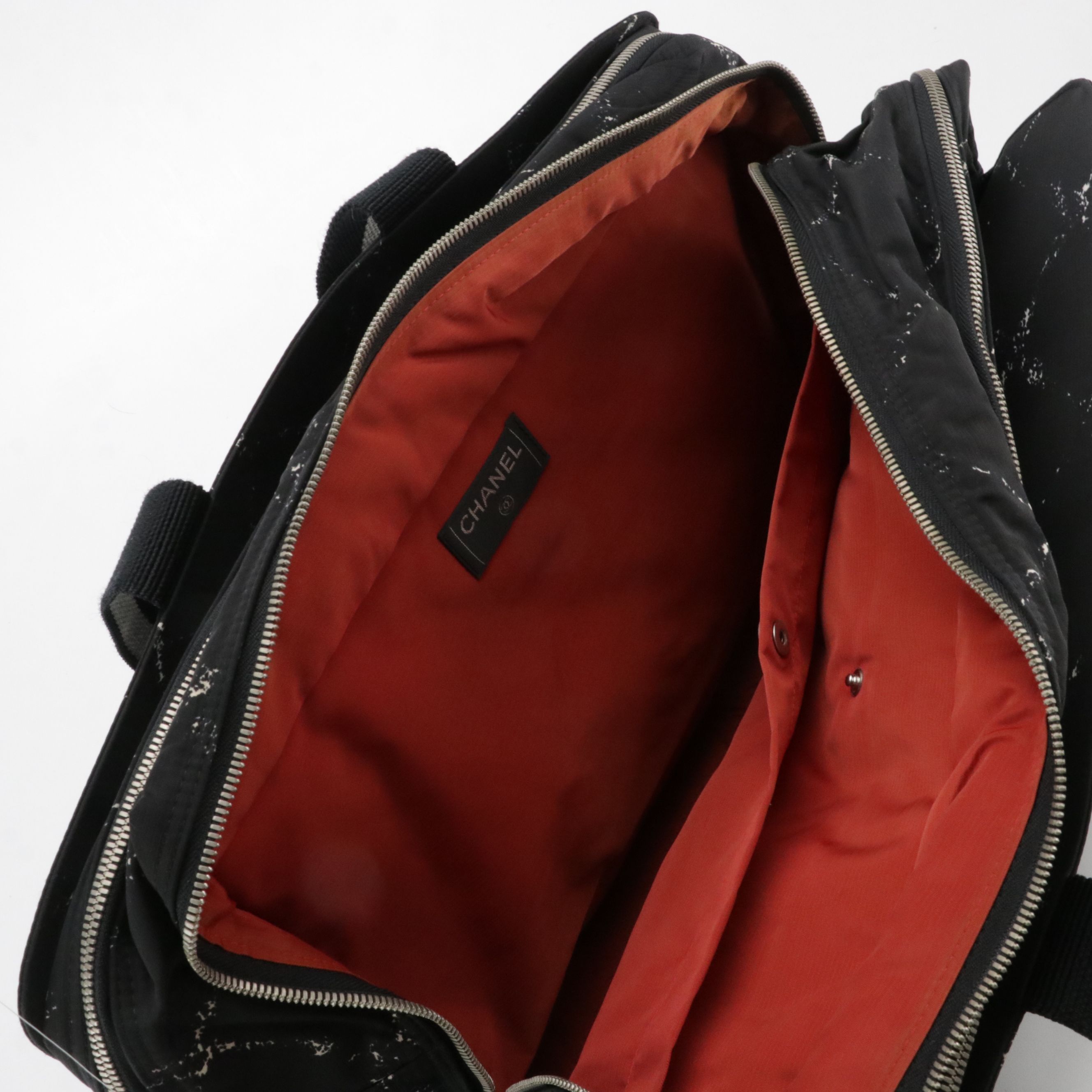 Chanel Black and White Nylon Travel Line Weekender Bag