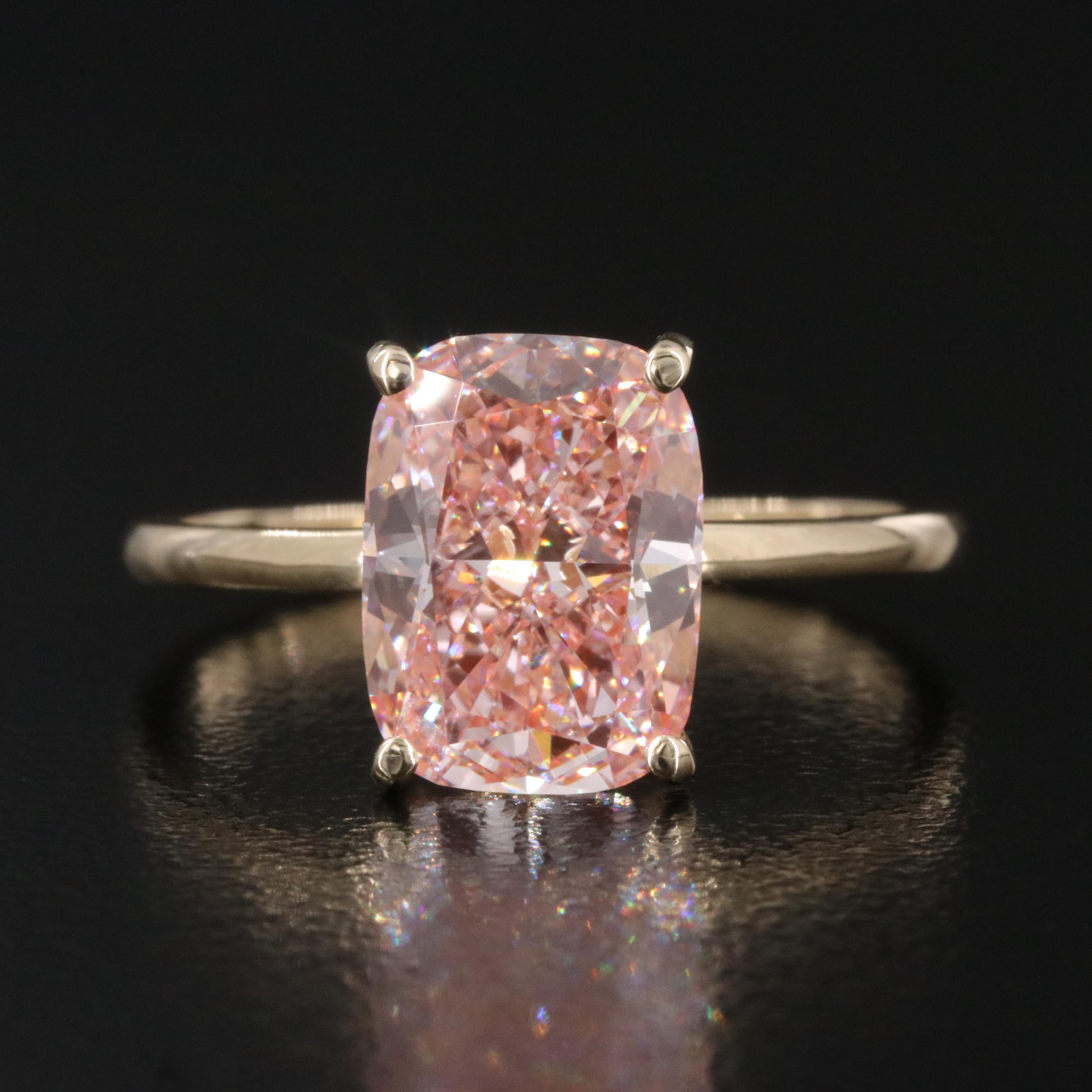 14K 3.03 CT Lab Grown Fancy Diamond Solitaire Ring with IGI Report