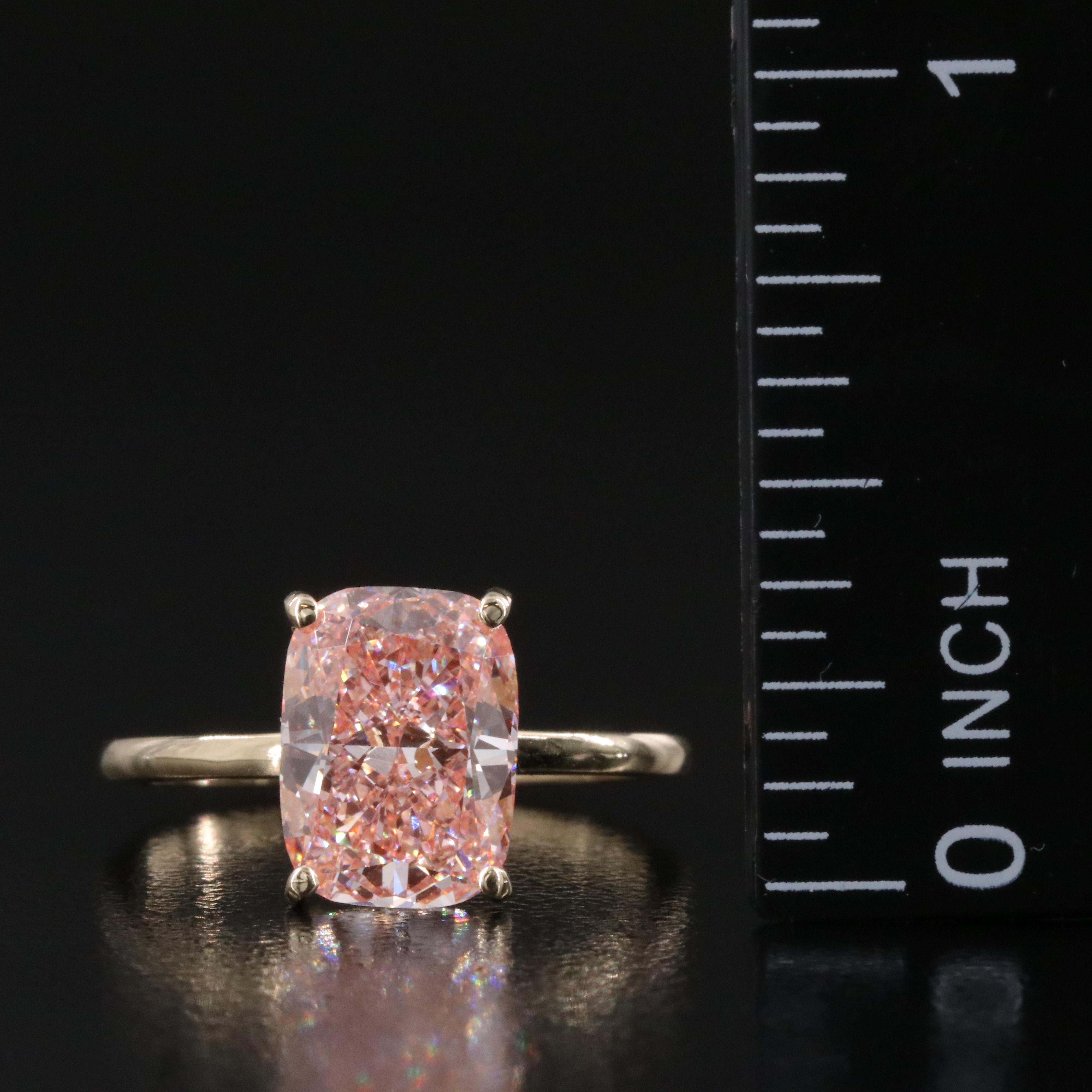 14K 3.03 CT Lab Grown Fancy Diamond Solitaire Ring with IGI Report