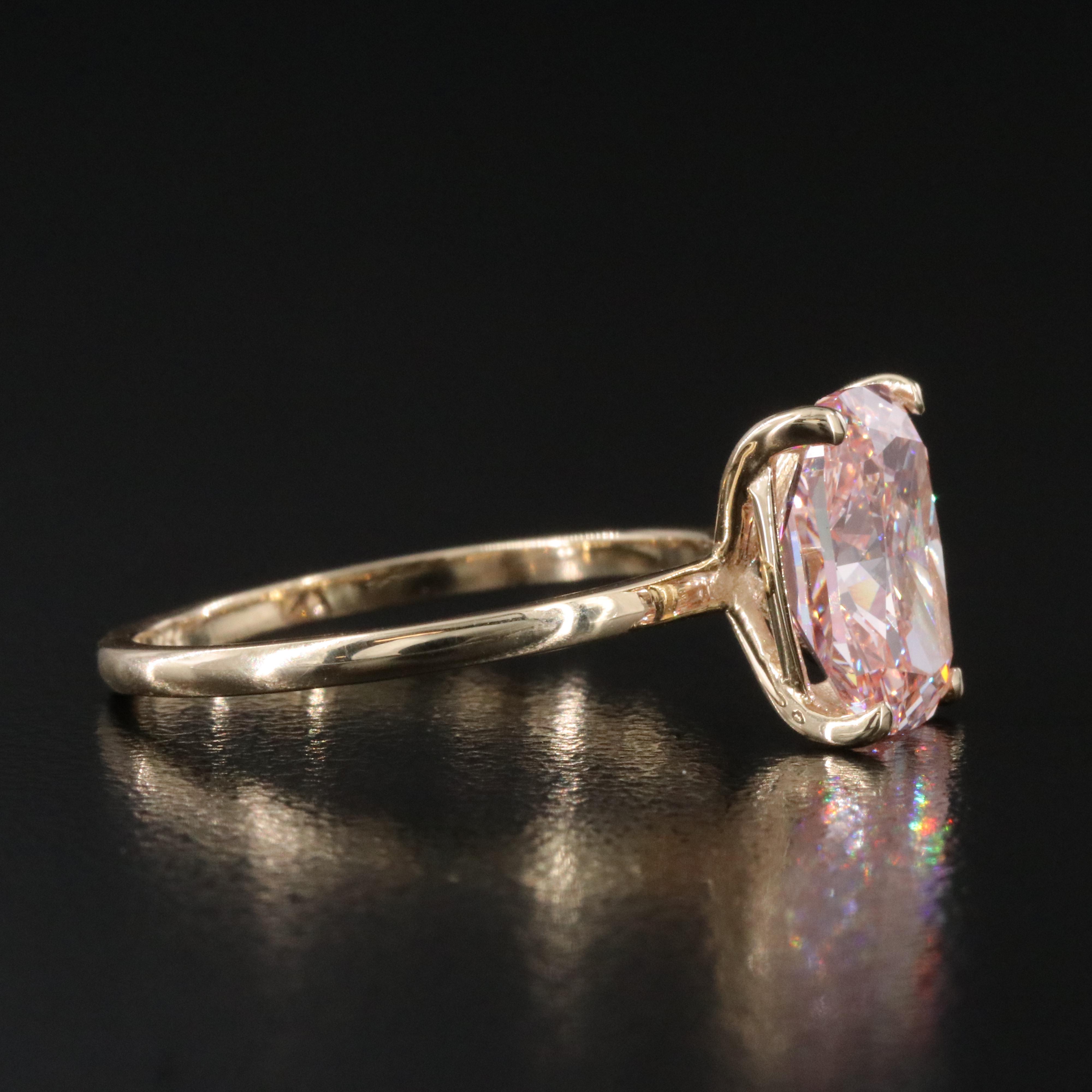 14K 3.03 CT Lab Grown Fancy Diamond Solitaire Ring with IGI Report