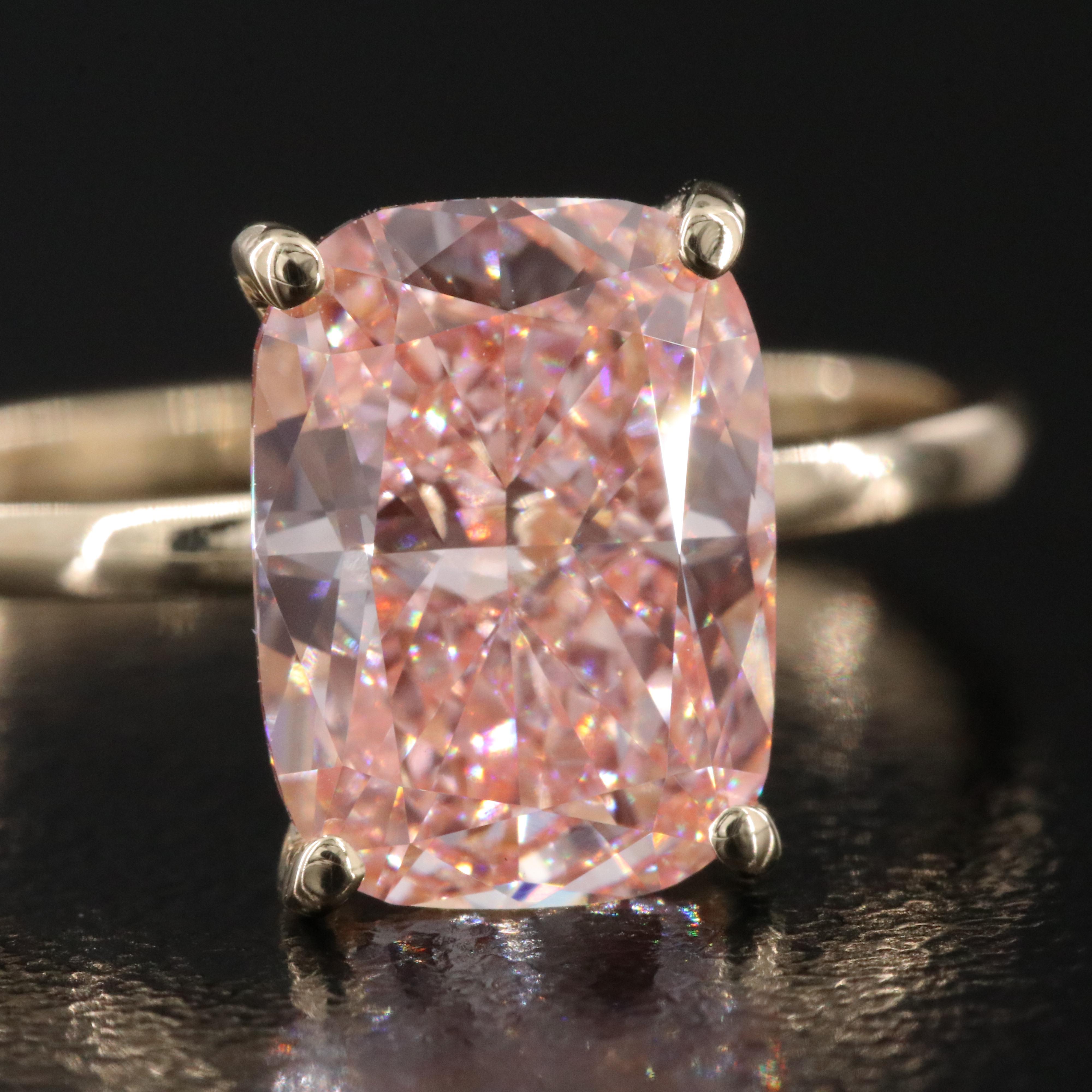 14K 3.03 CT Lab Grown Fancy Diamond Solitaire Ring with IGI Report