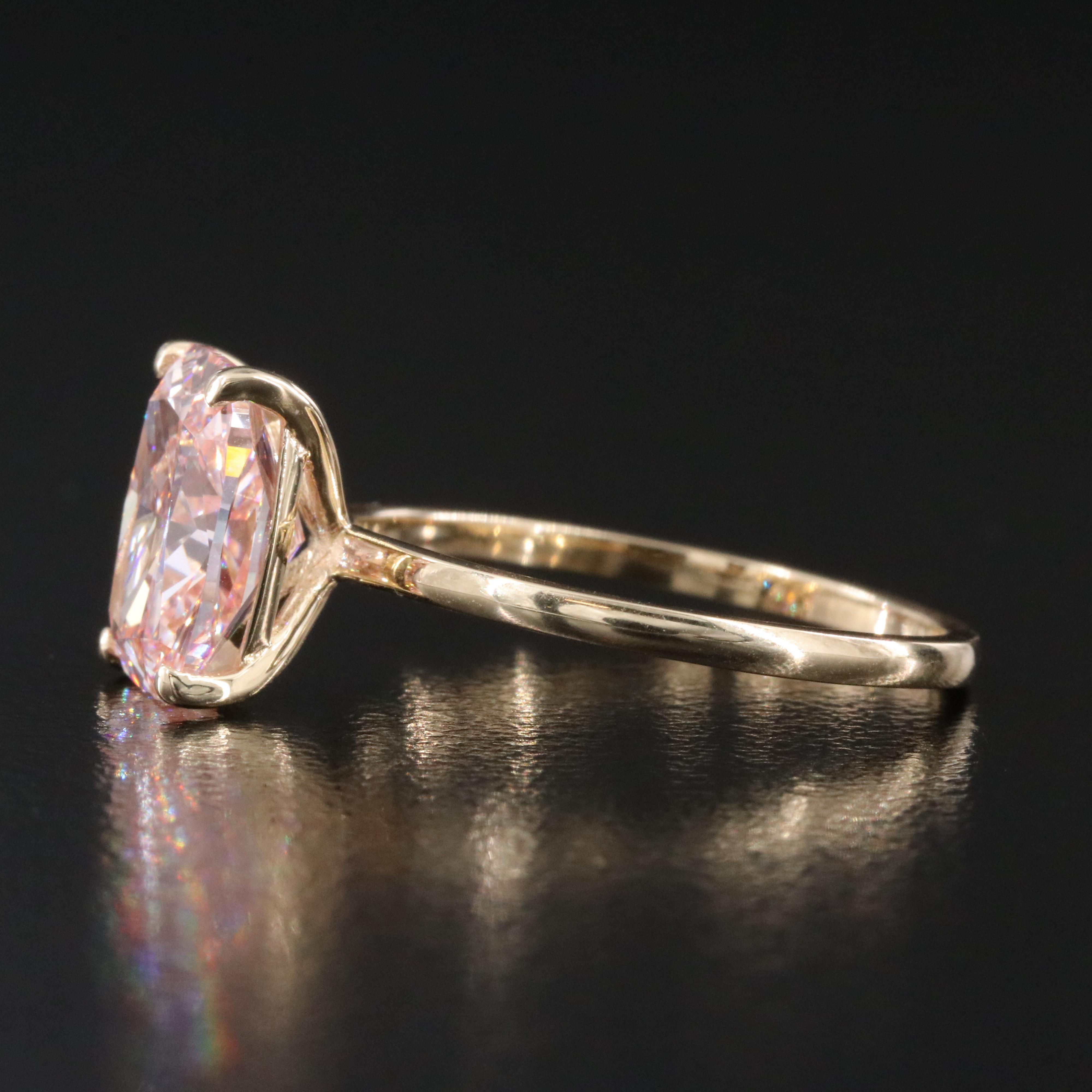 14K 3.03 CT Lab Grown Fancy Diamond Solitaire Ring with IGI Report