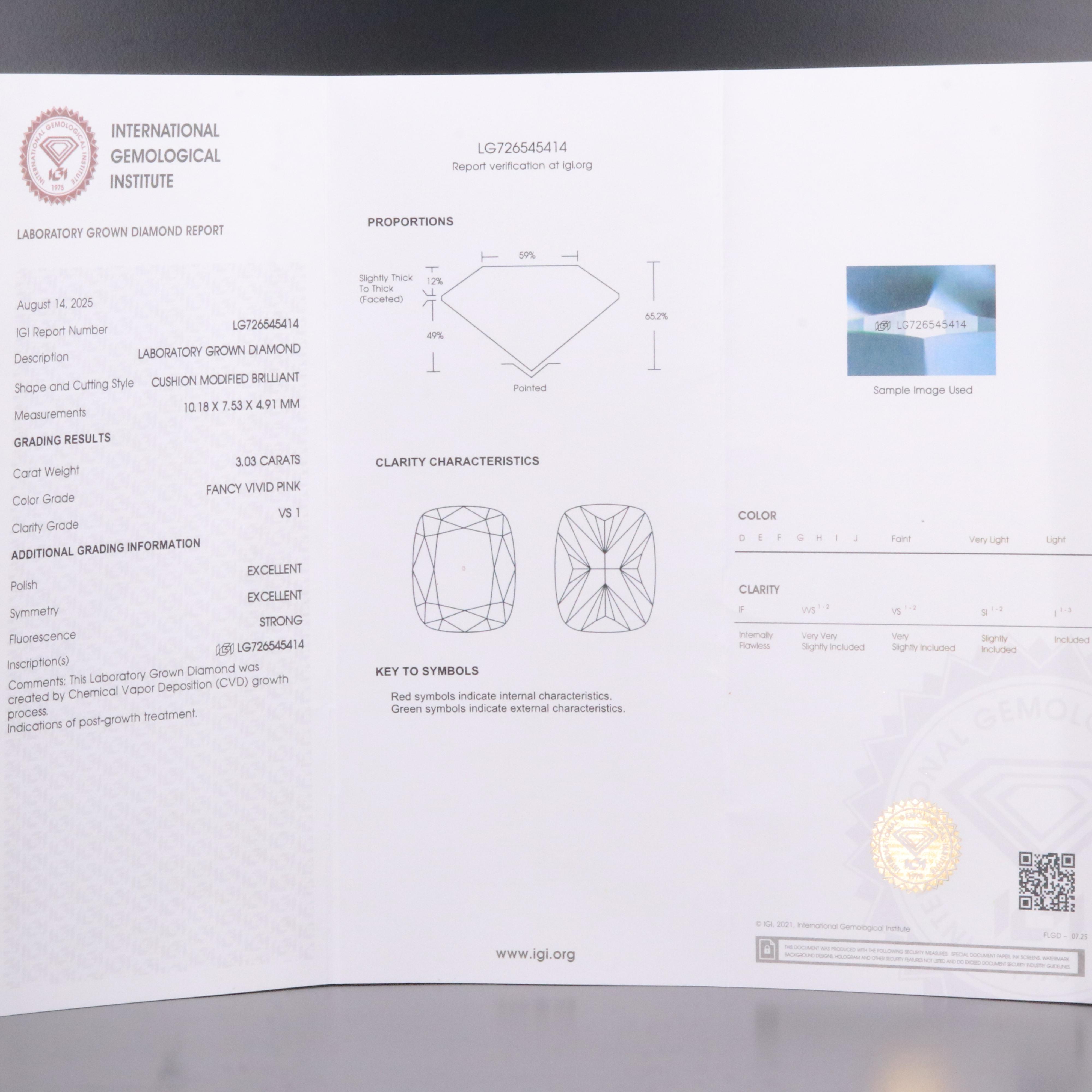 14K 3.03 CT Lab Grown Fancy Diamond Solitaire Ring with IGI Report