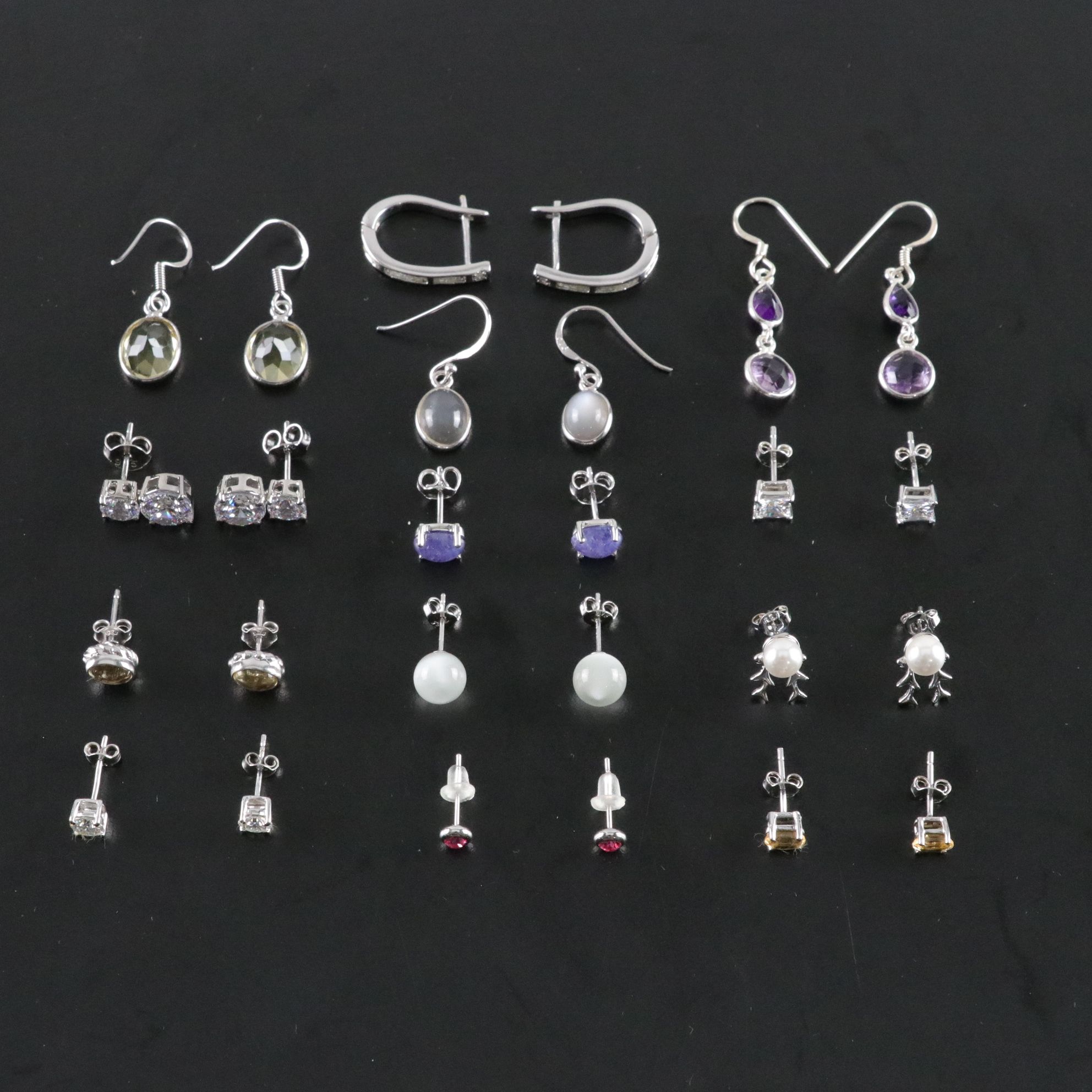 14 Assorted Sterling Silver Earrings