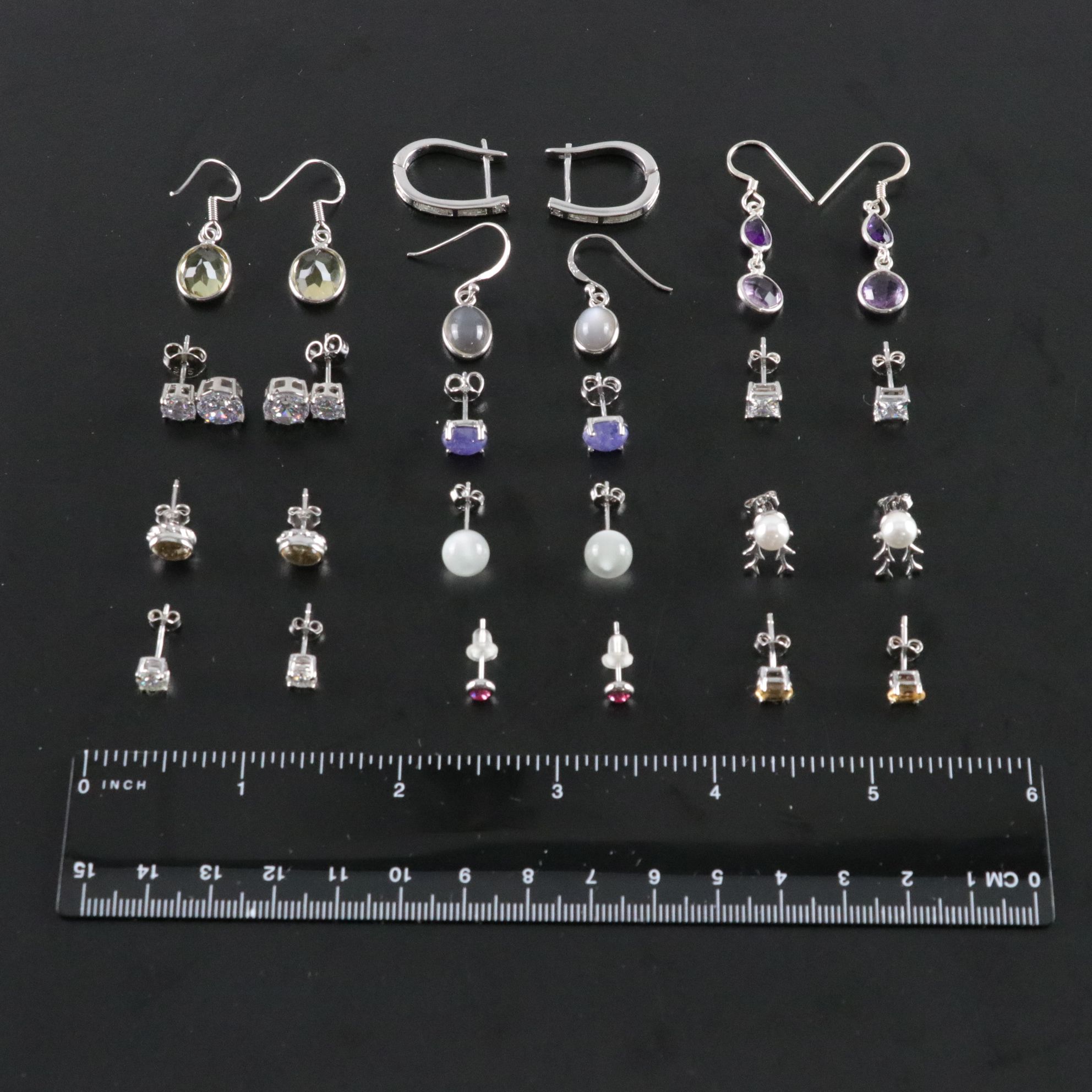 14 Assorted Sterling Silver Earrings