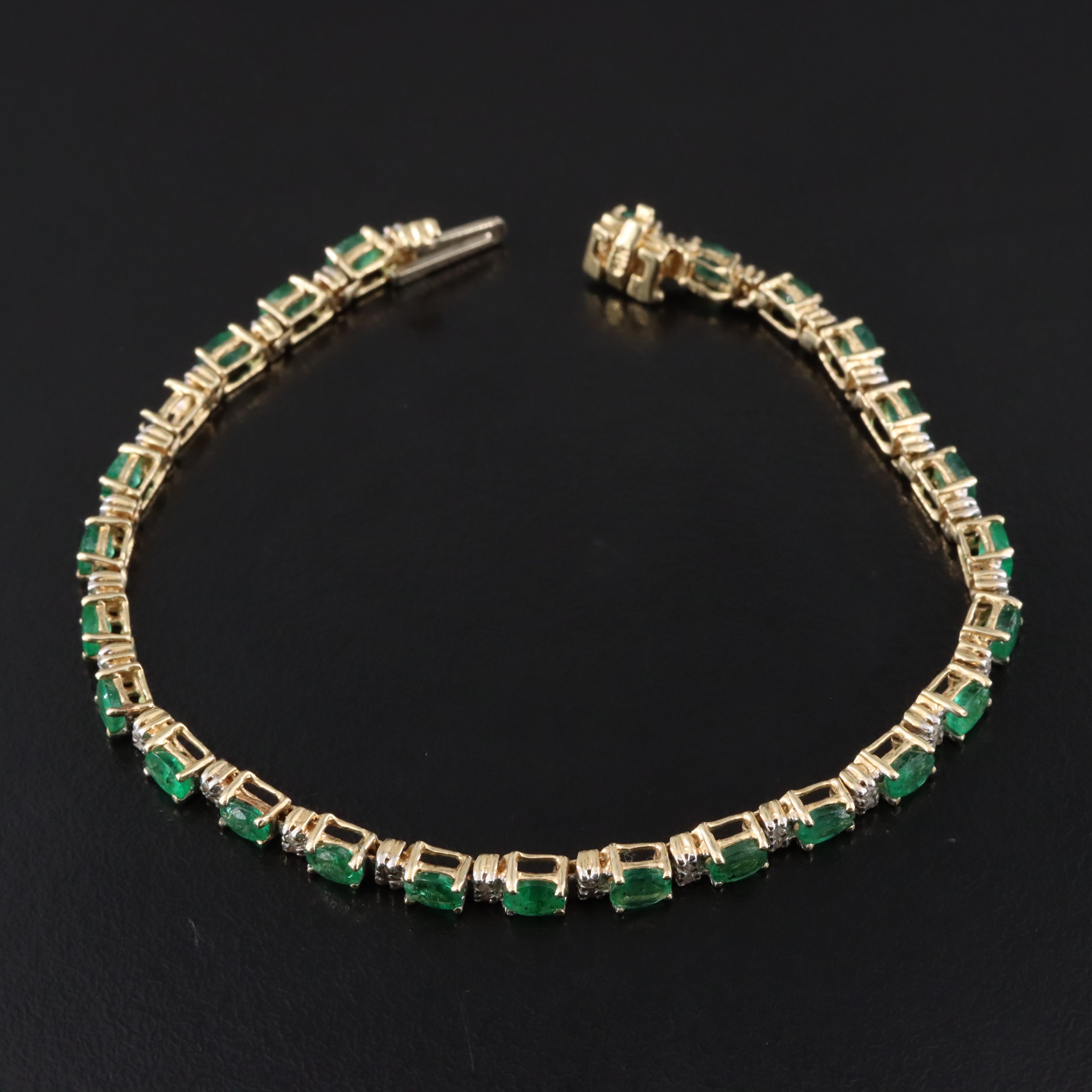 14K Emerald and Diamond Bracelet