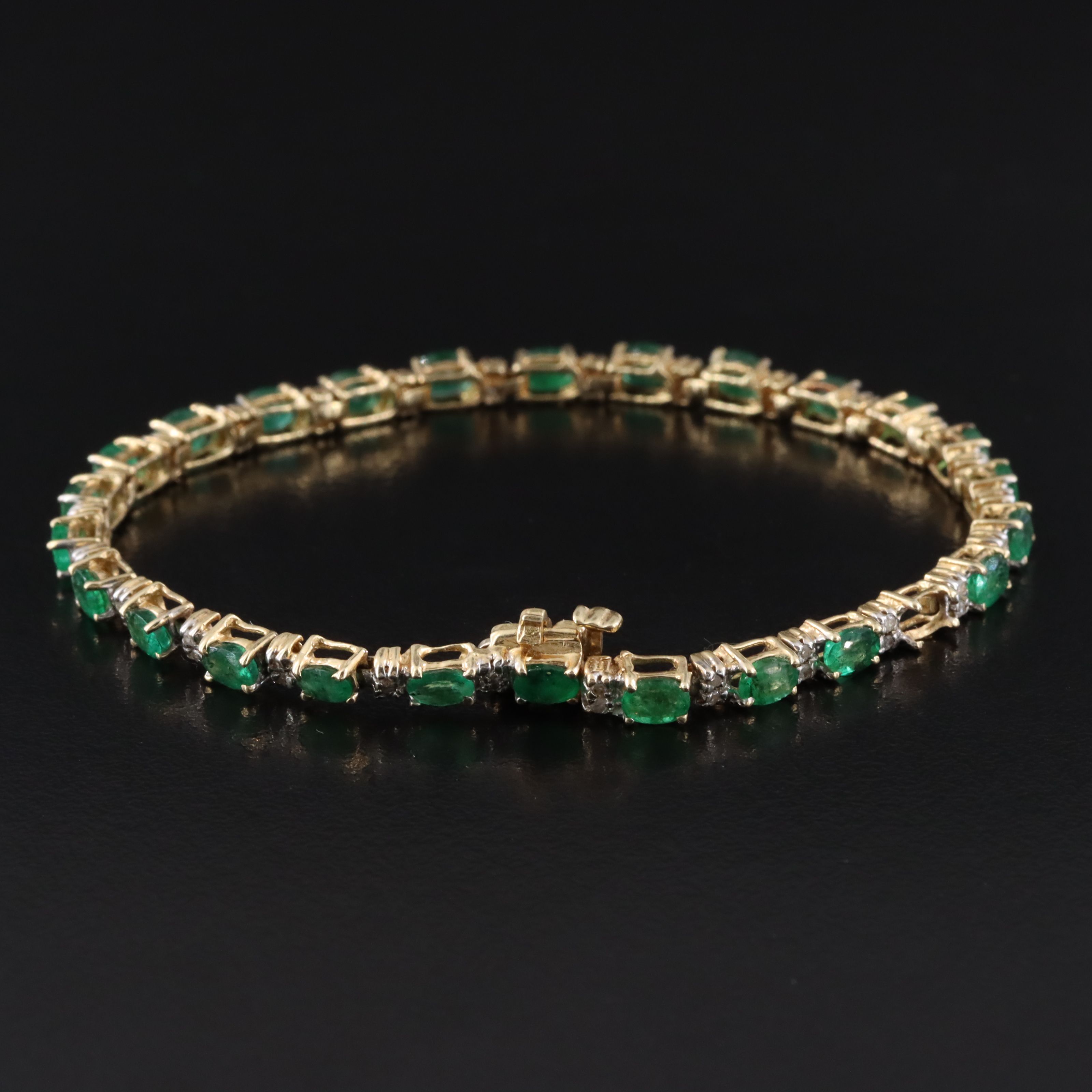 14K Emerald and Diamond Bracelet
