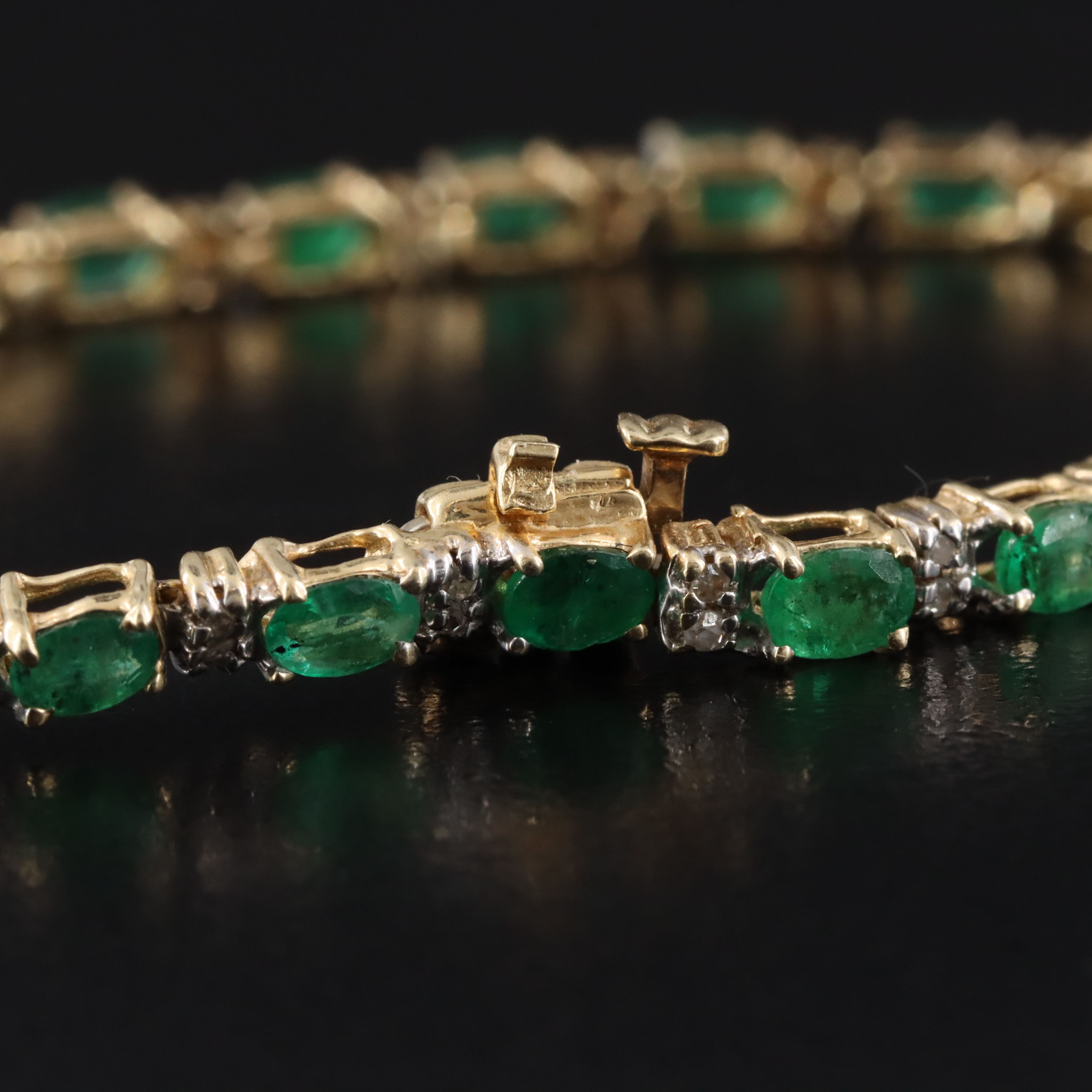 14K Emerald and Diamond Bracelet