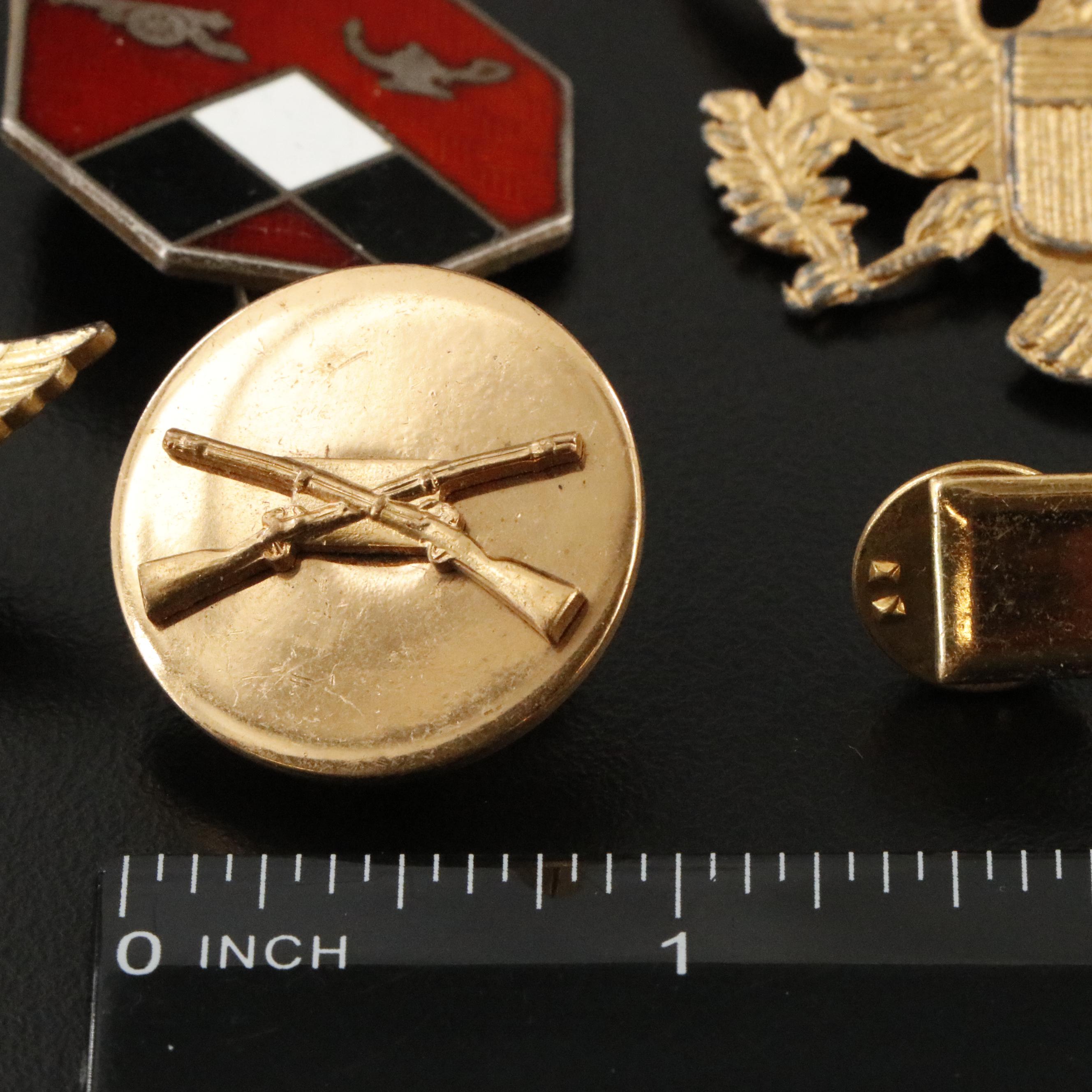 Vintage Collection of Military Pins, Insignias and Locket