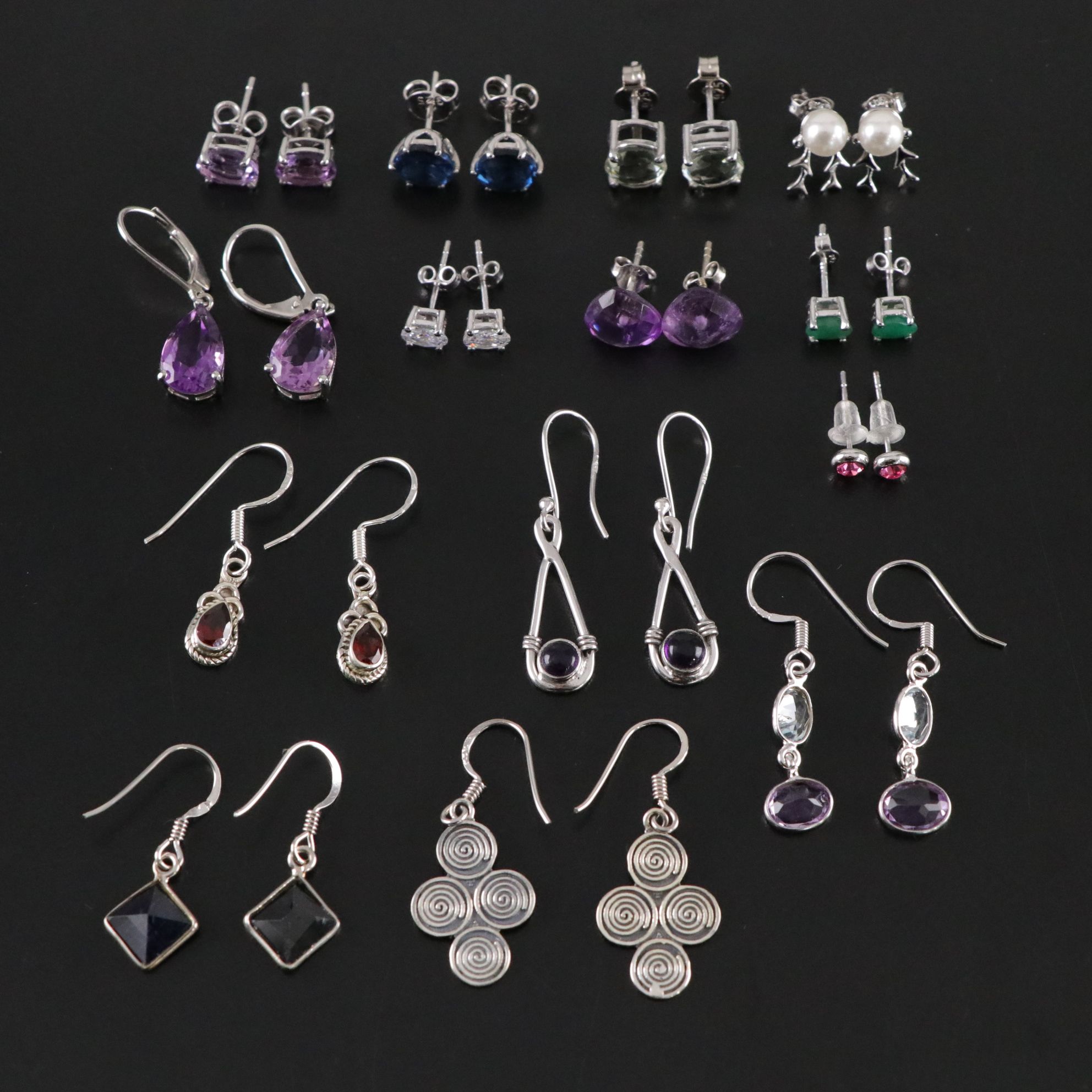 14 Assorted Sterling Silver Earrings