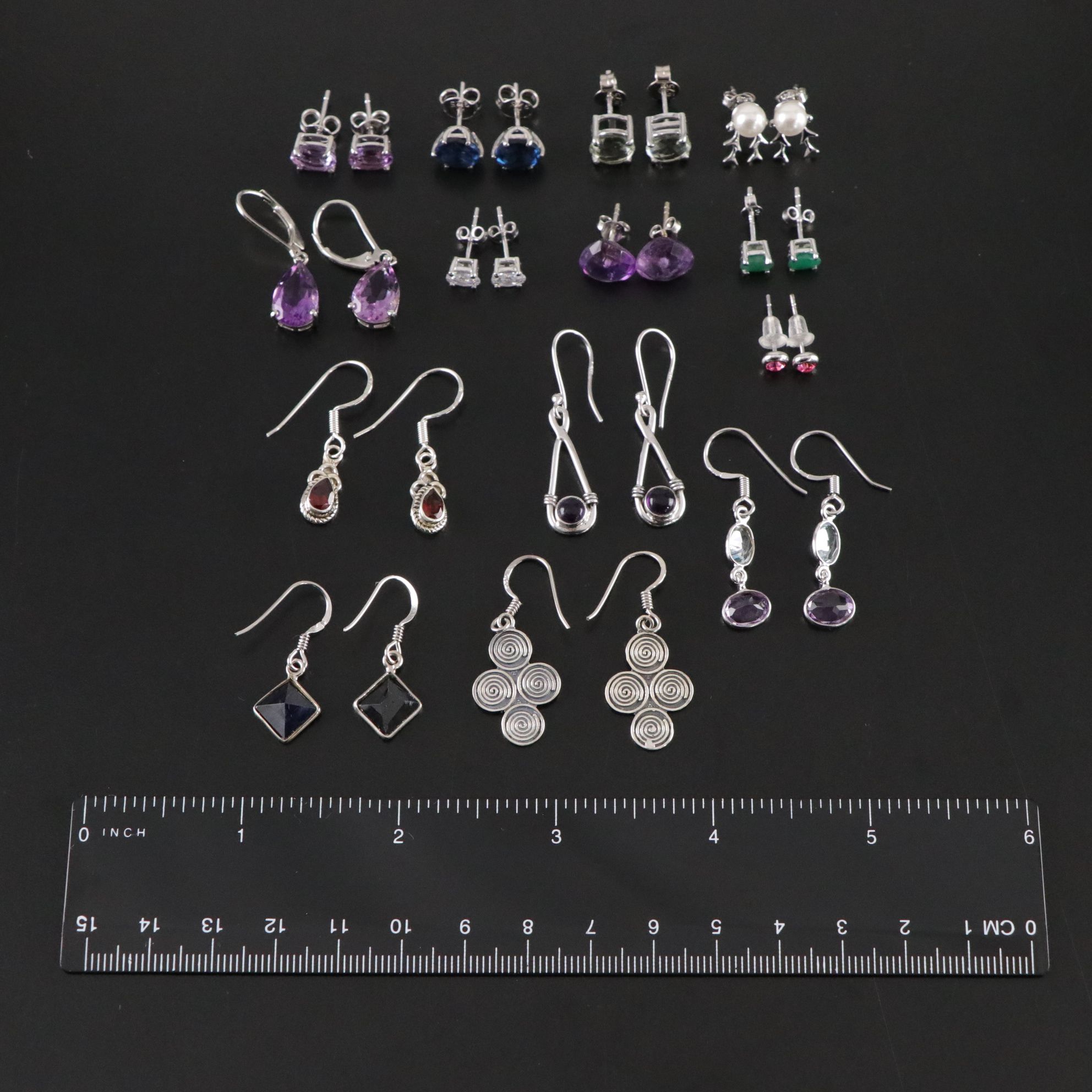 14 Assorted Sterling Silver Earrings