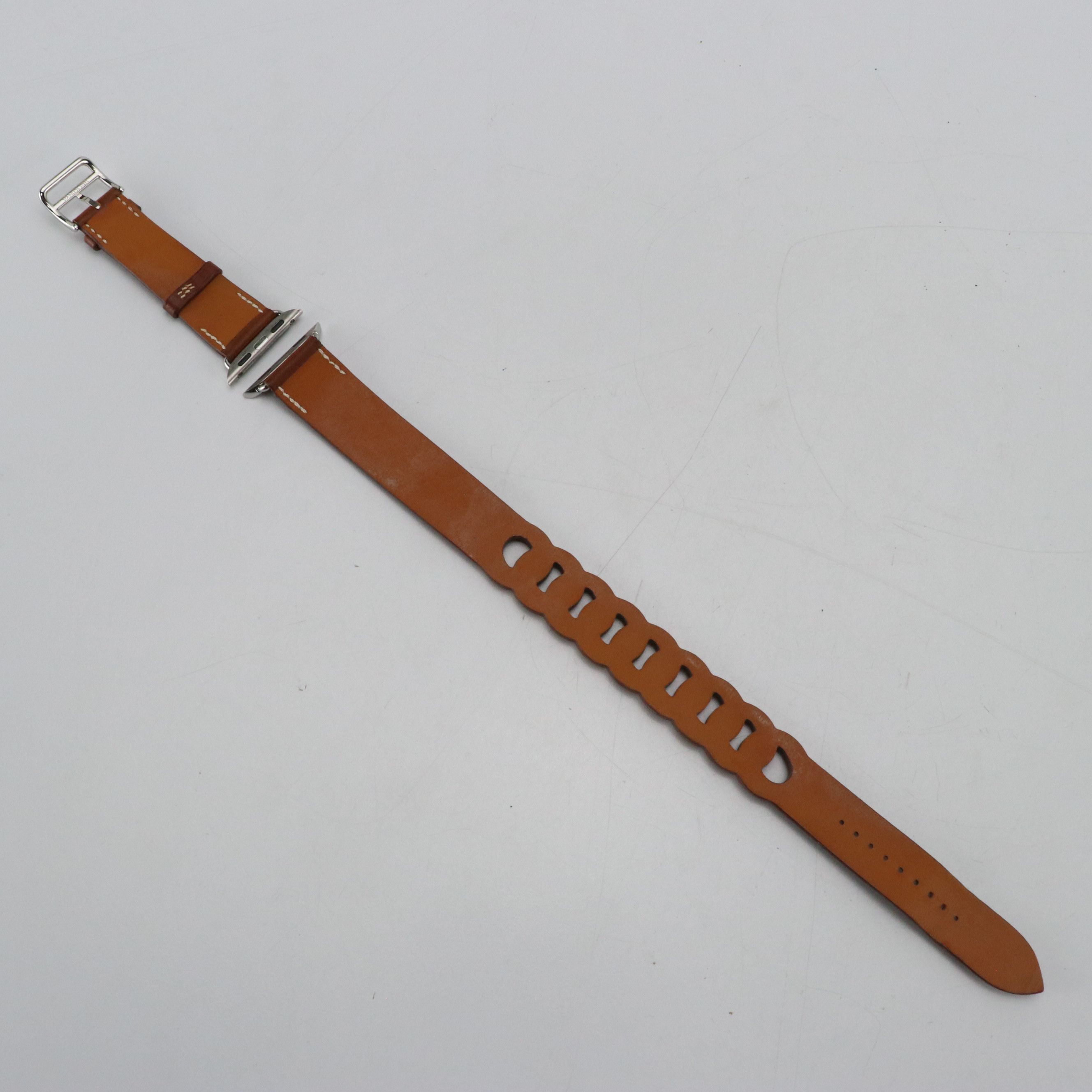 Hermès Gourmette Double Tour Apple Series 7 Watch Strap in Barenia Leather w/Box