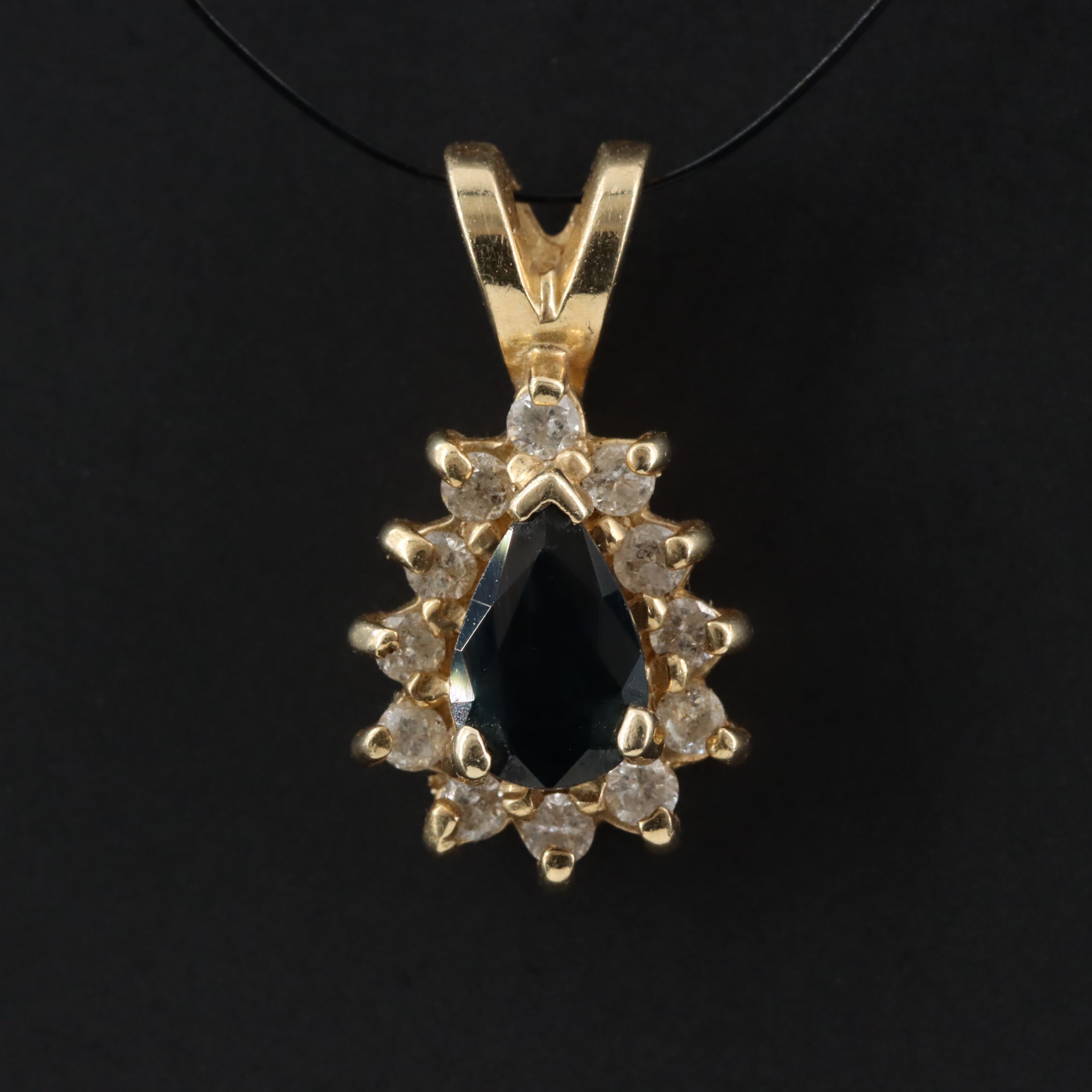 14K Sapphire and Diamond Pendant