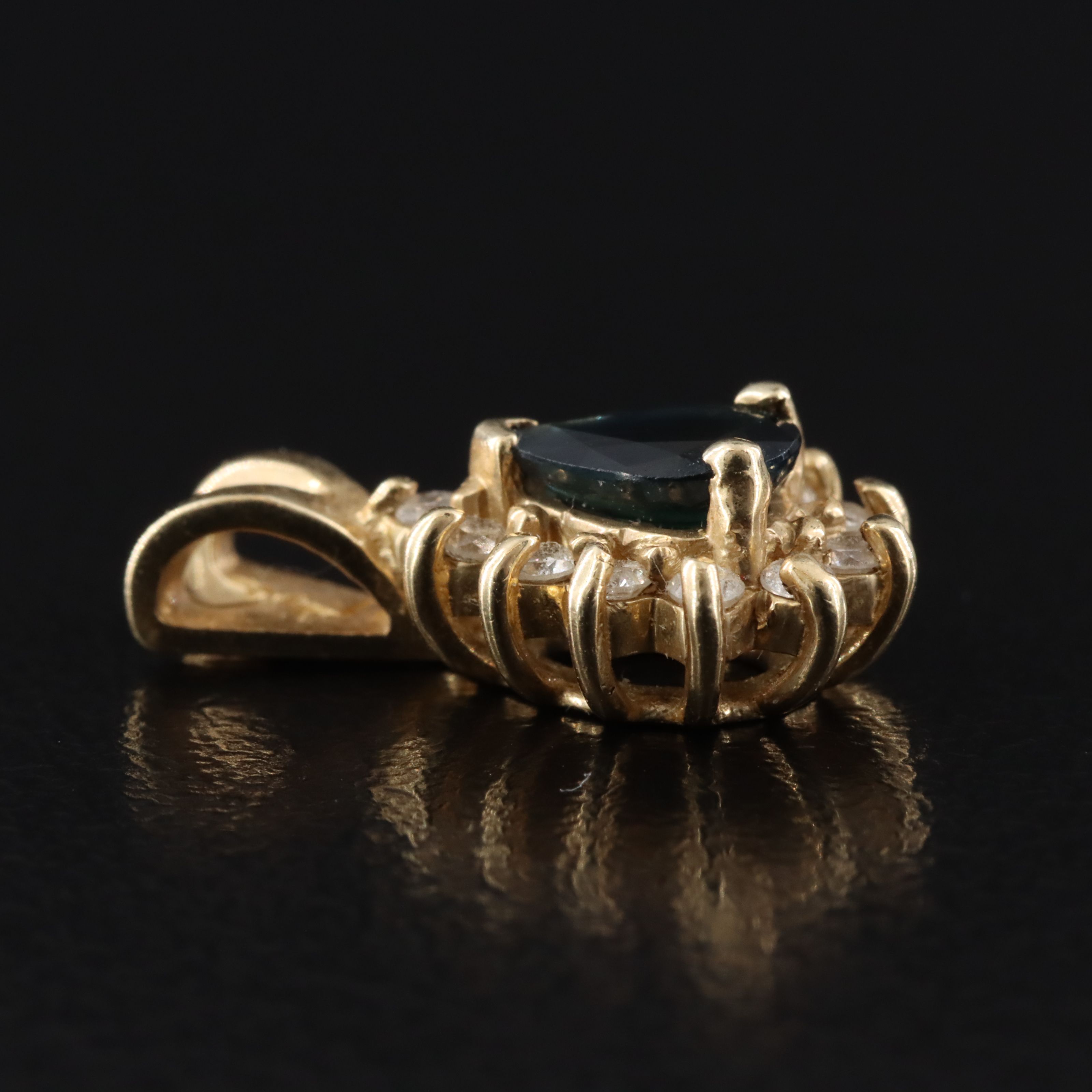 14K Sapphire and Diamond Pendant