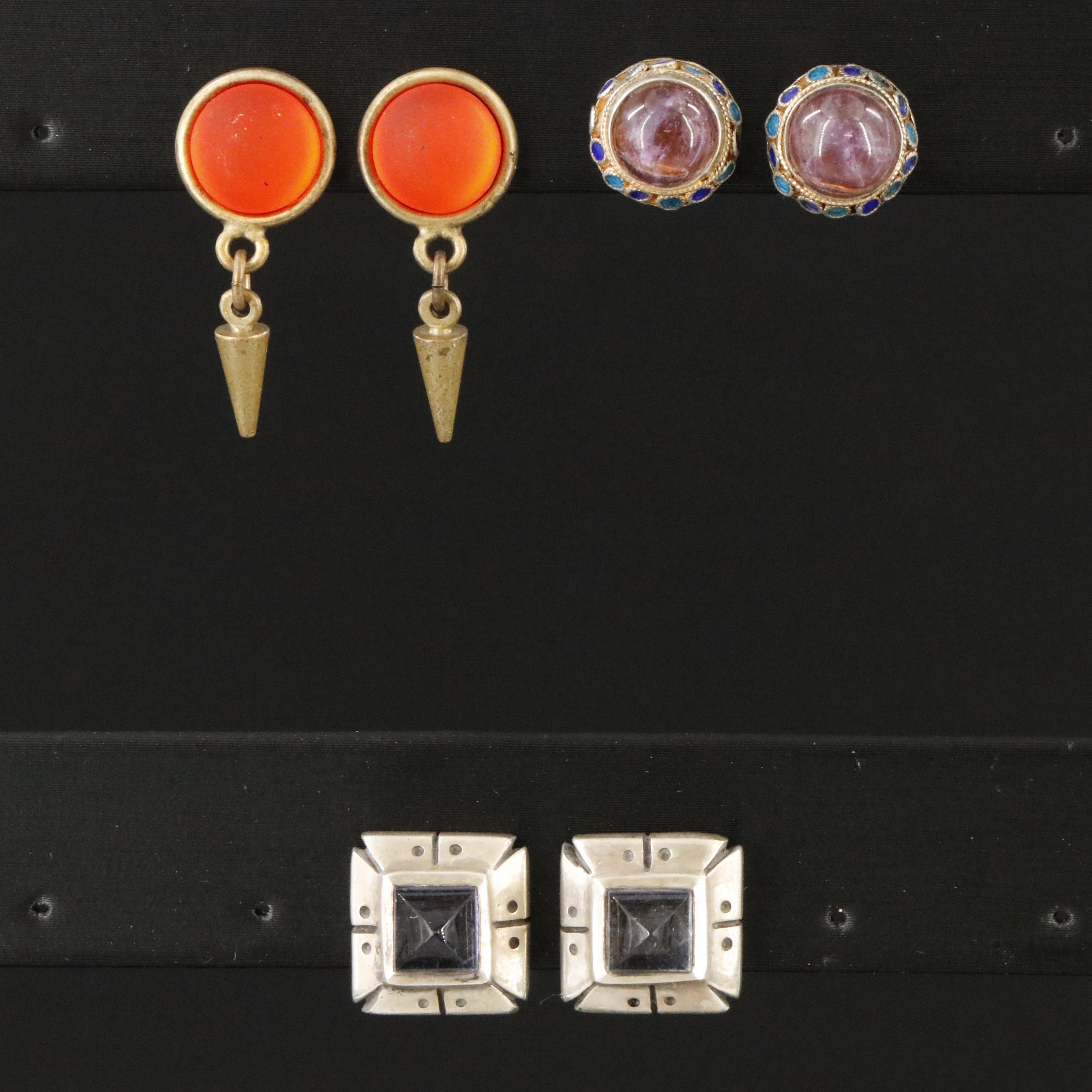 Earrings Featuring Sterling, Iolite and Amethyst