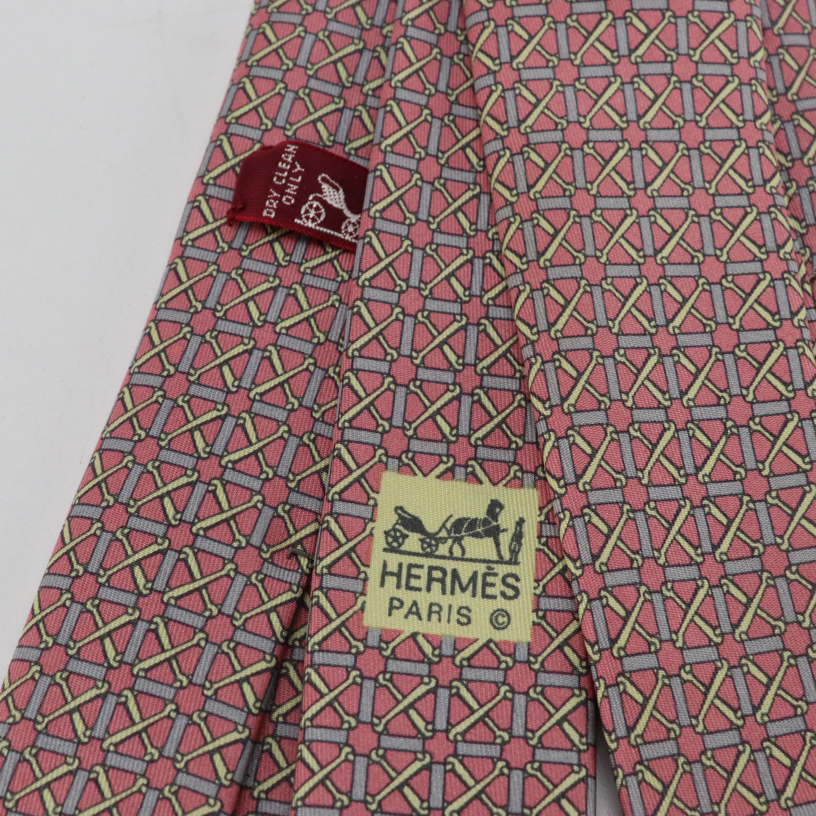 Hermès Geometric Bridle Bit Necktie in Silk Twill with Gift Box
