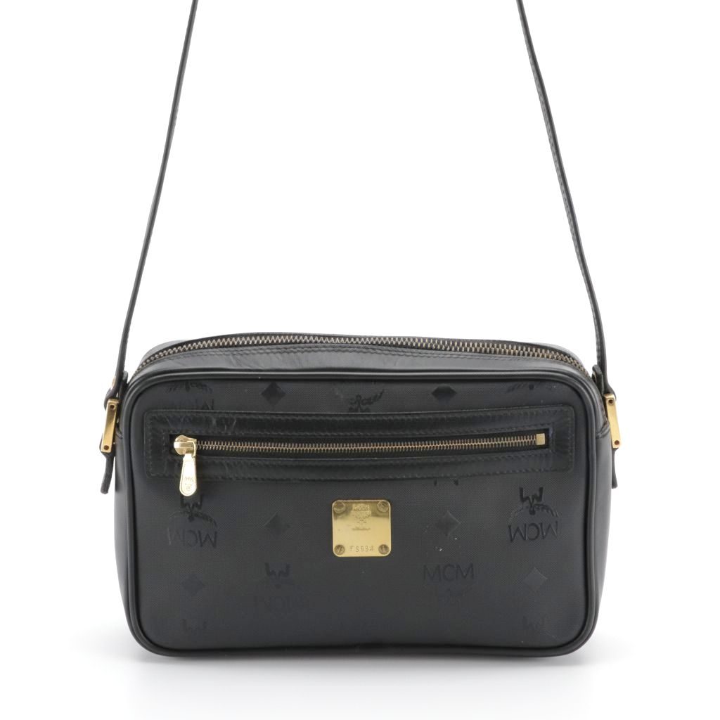MCM Crossbody Bag in Black Viseto Nylon and Leather, Vintage