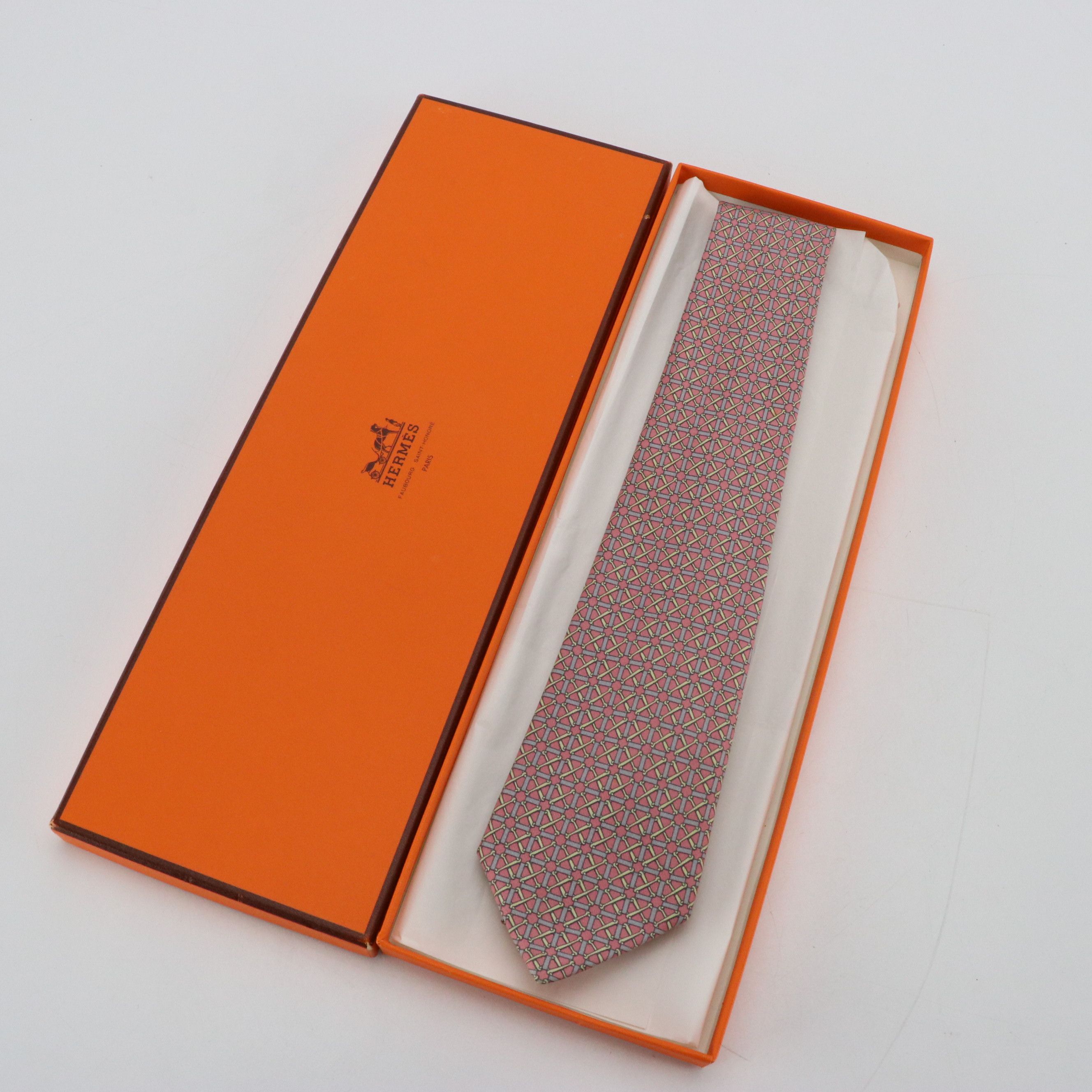Hermès Geometric Bridle Bit Necktie in Silk Twill with Gift Box