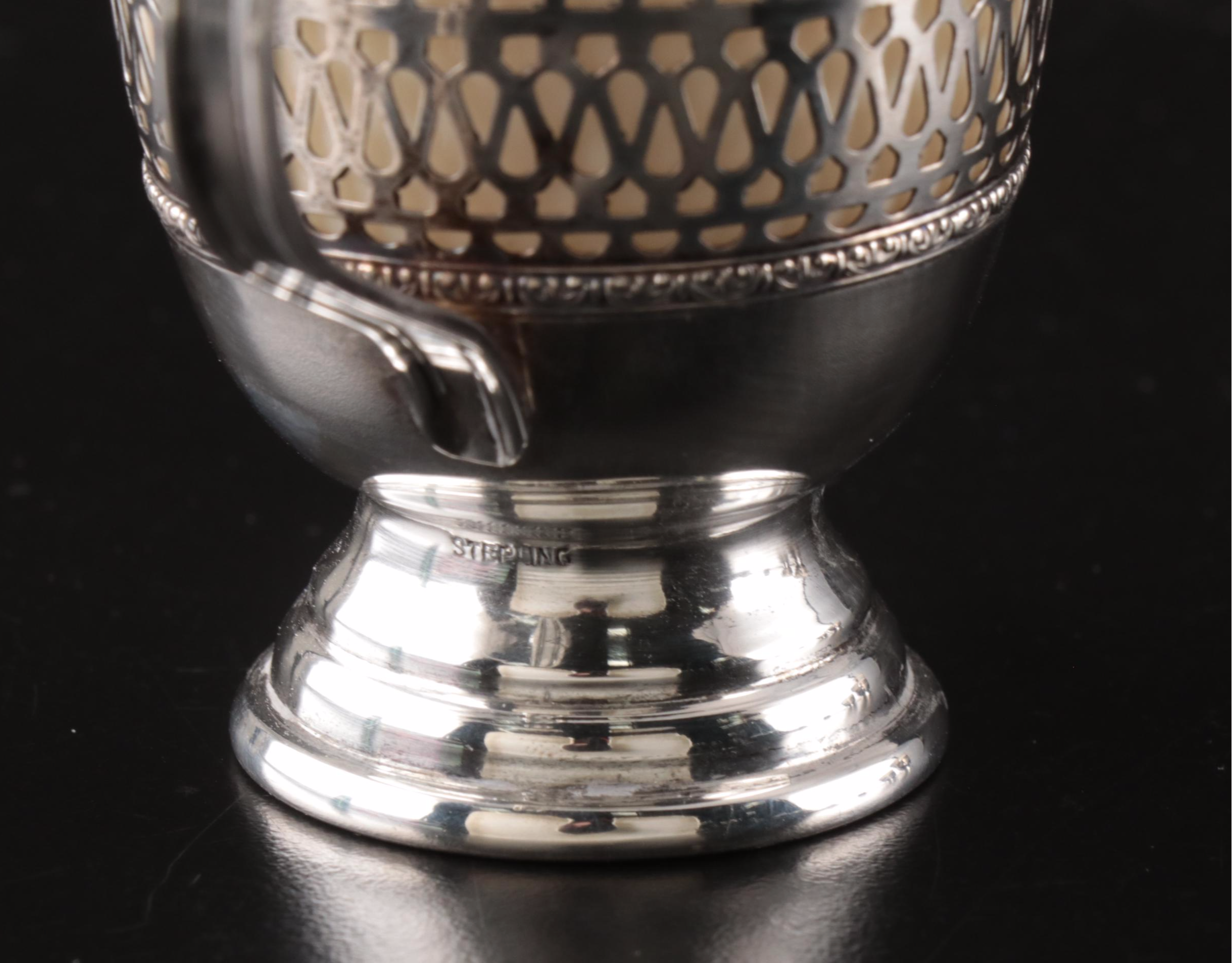 Sterling Silver Cup Holders with Lenox Porcelain Cups