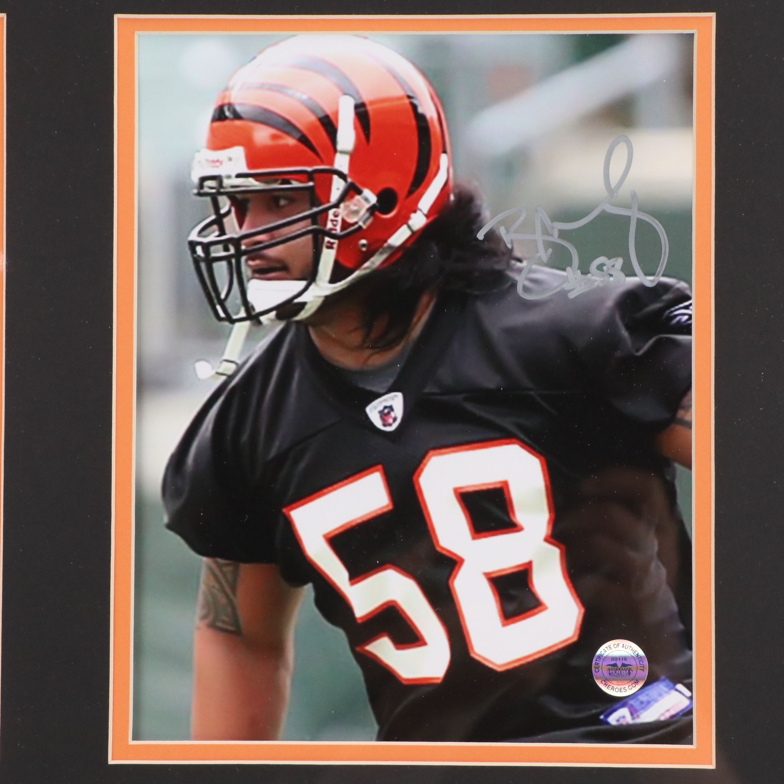 Andy Dalton, A. J. Green, and Rey Maualuga Signed Cincinnati Bengals Display