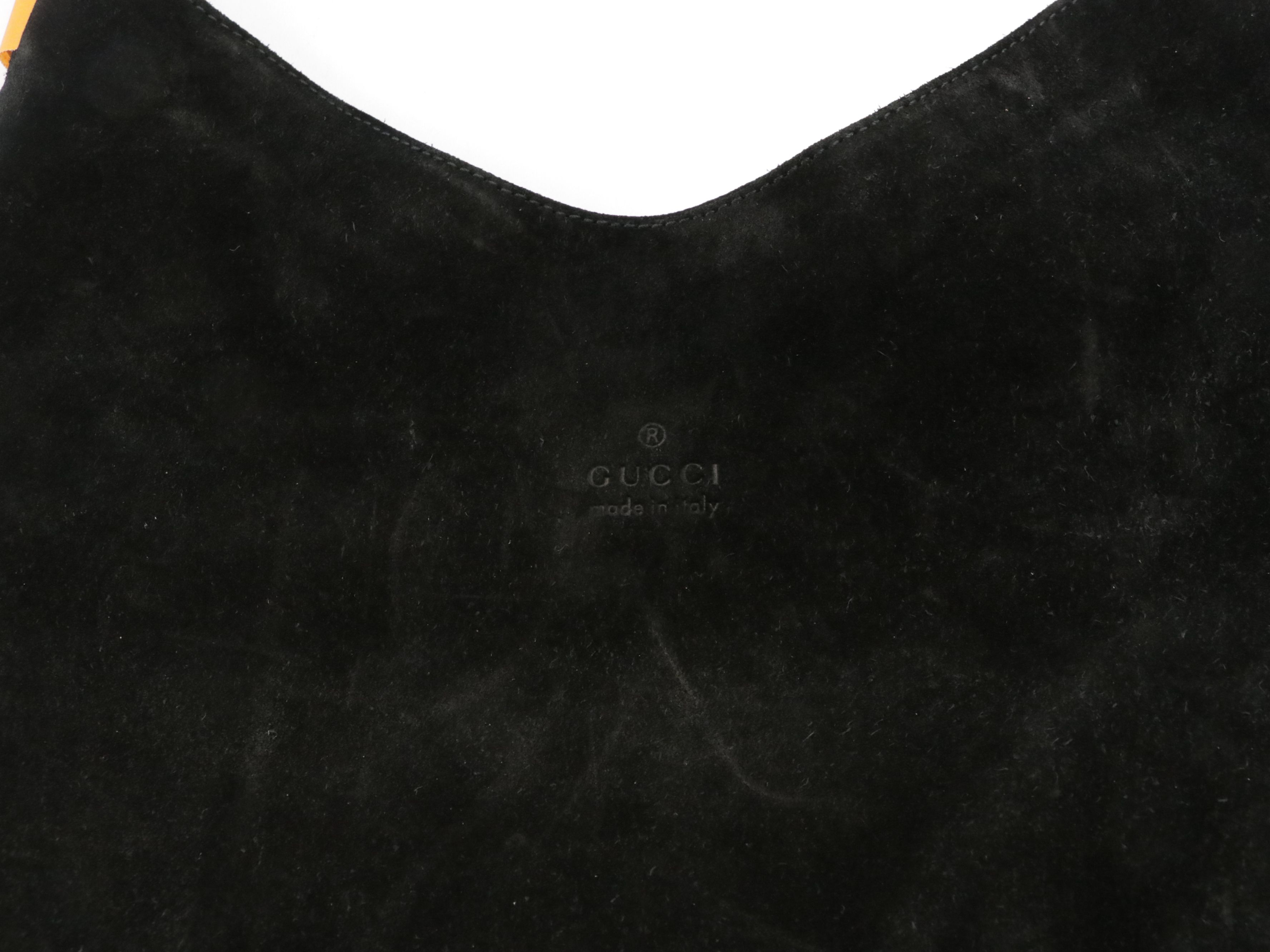 Gucci Bamboo Handle Hobo Shoulder Bag in Black Suede