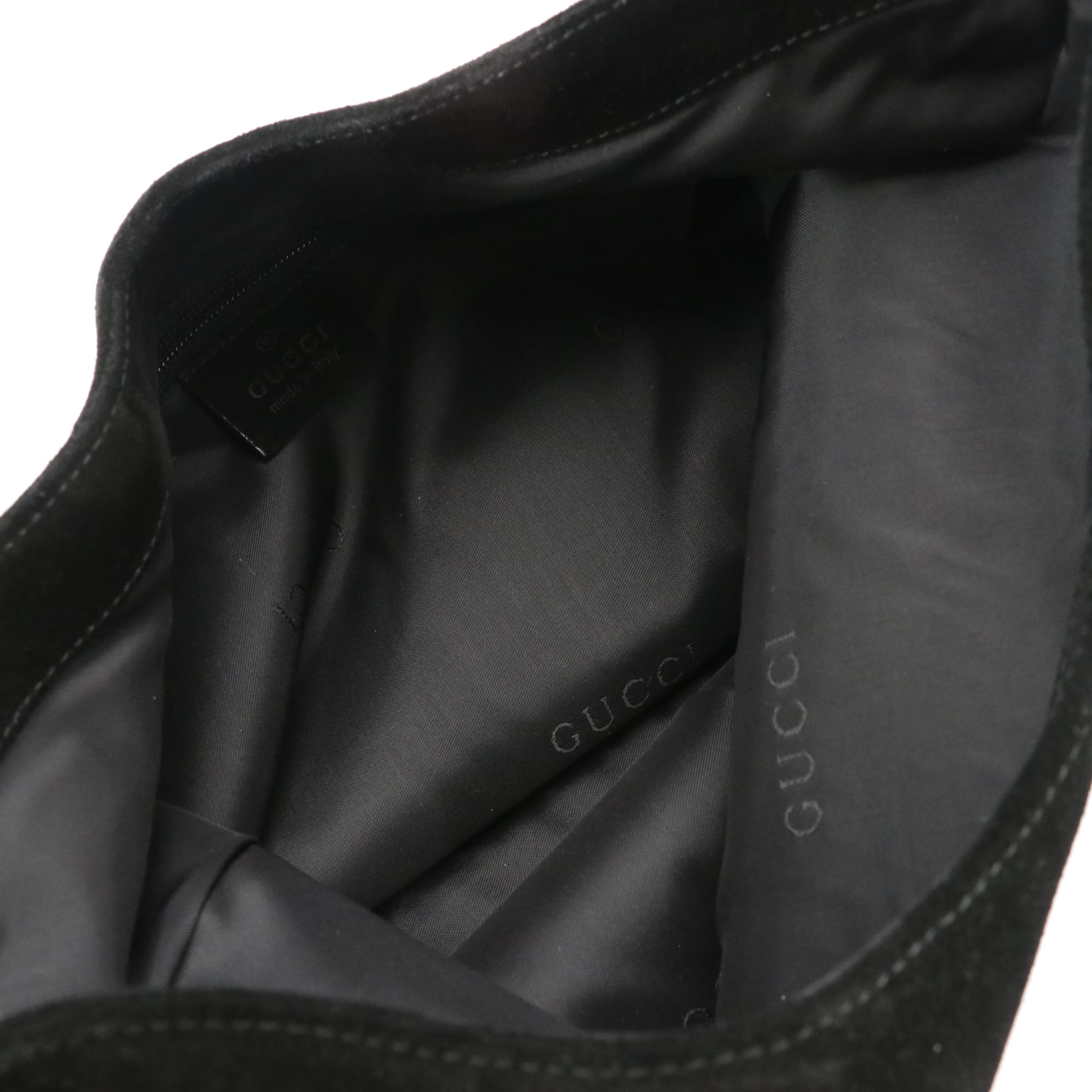 Gucci Bamboo Handle Hobo Shoulder Bag in Black Suede