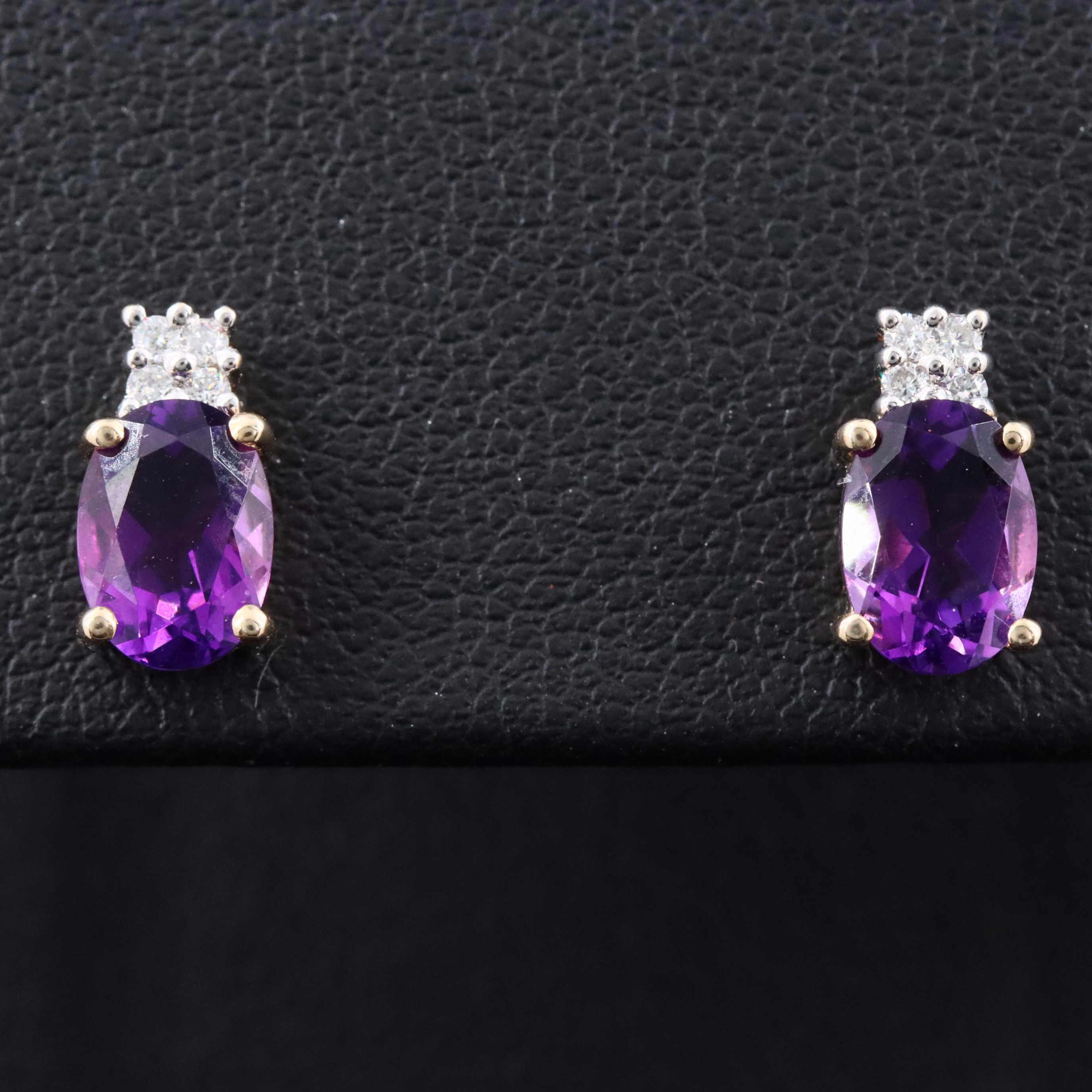 14K Amethyst and Diamond Earrings