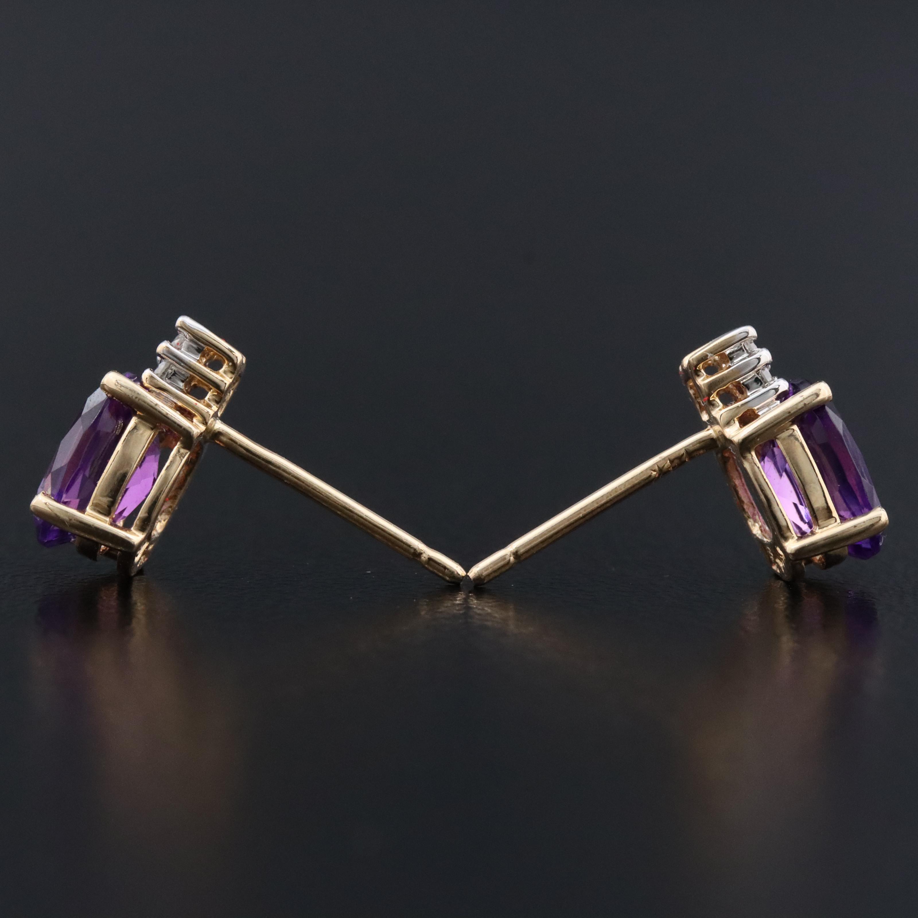 14K Amethyst and Diamond Earrings