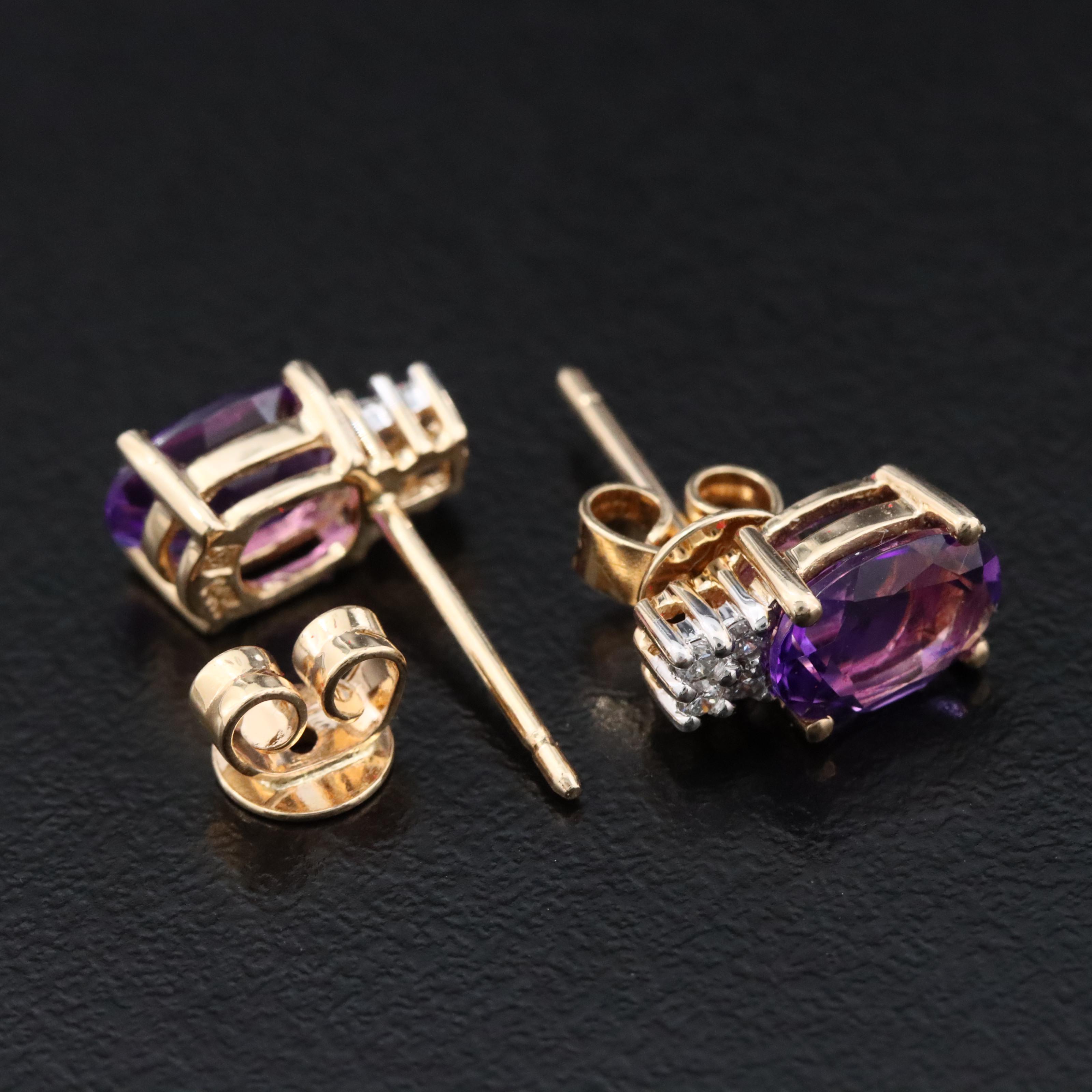 14K Amethyst and Diamond Earrings