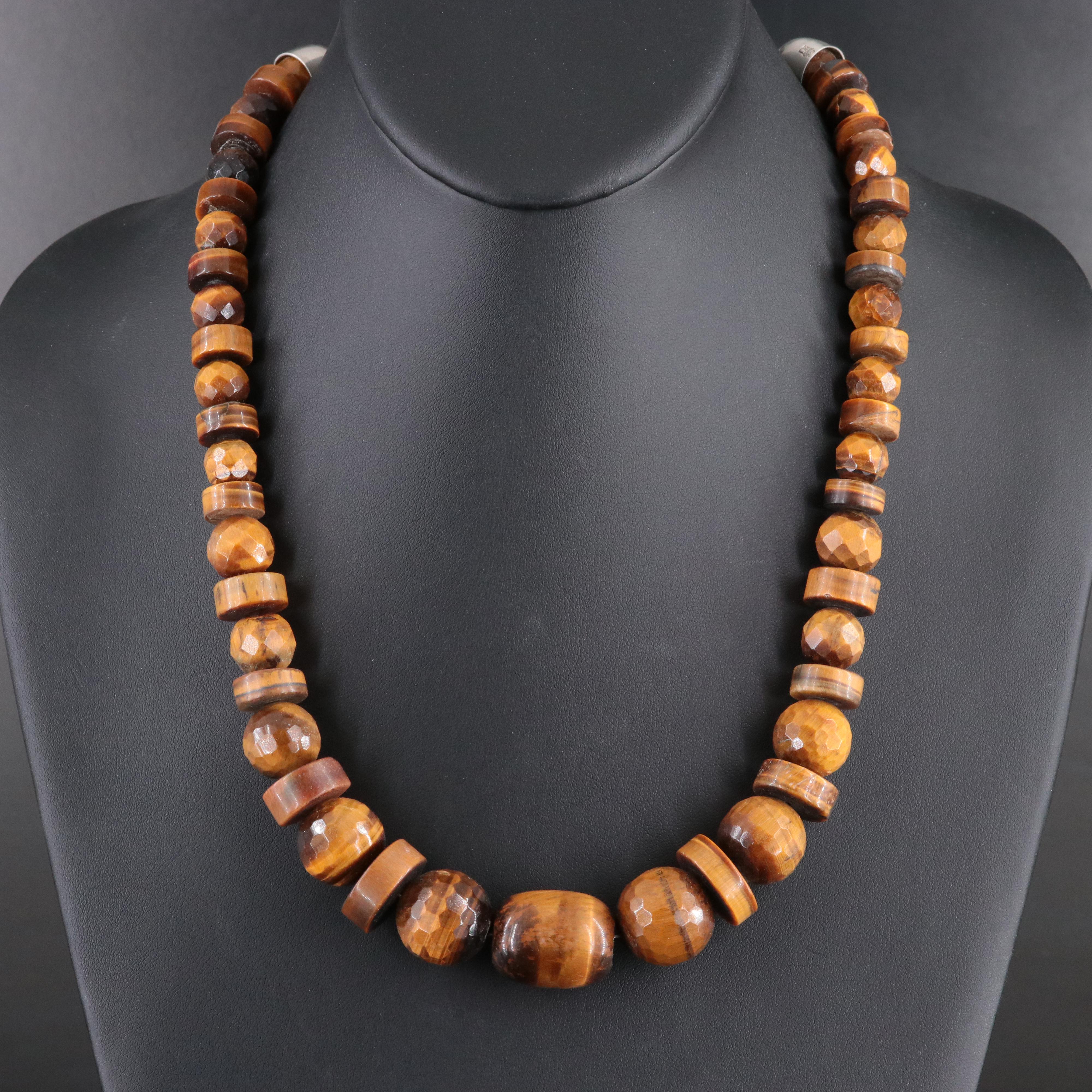 Desert Rose Trading Graduated Tiger's Eye Necklace with Sterling Clasp