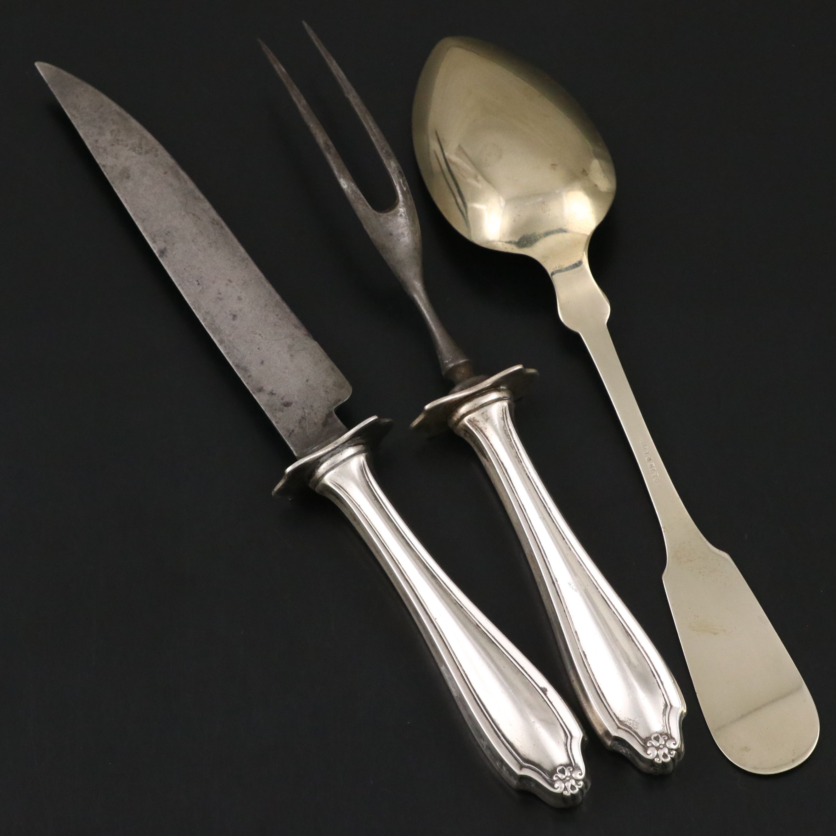 Sterling Silver Cup, Sterling Hand Carving Set, and More Sterling Tableware