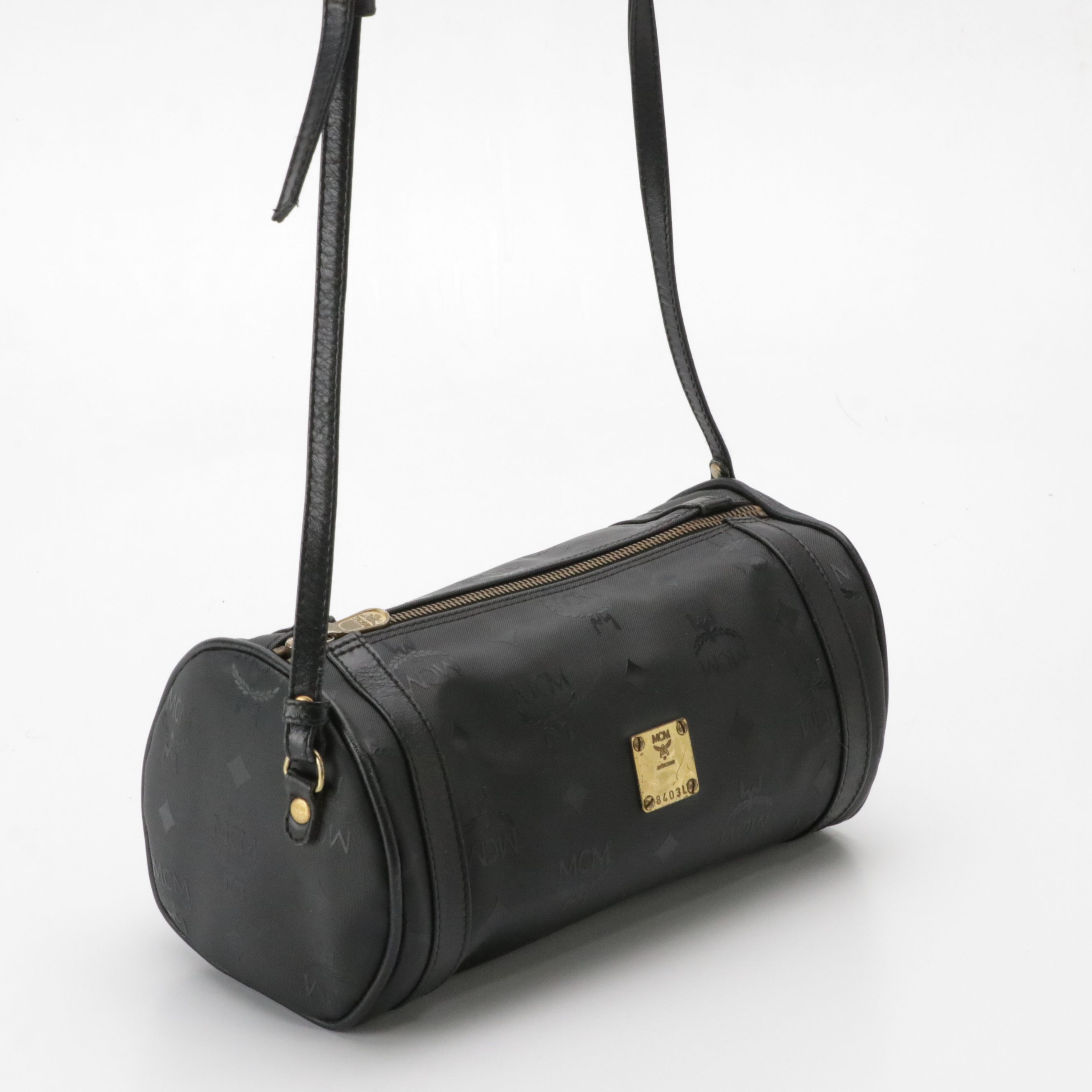 MCM Crossbody Bag in Black Visetos Nylon and Leather