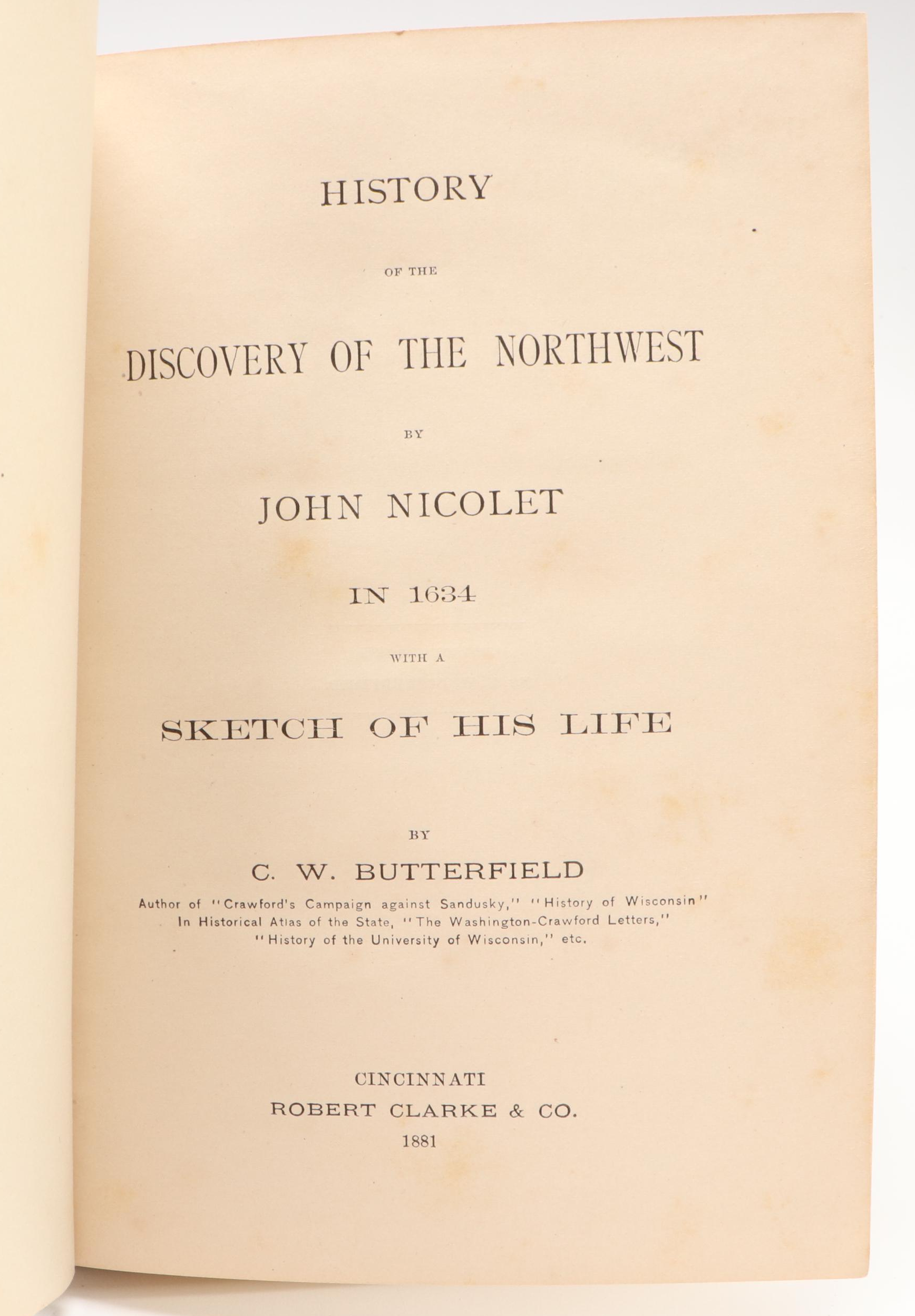 "History of the Discovery of the Northwest" by John Nicolet, 1881