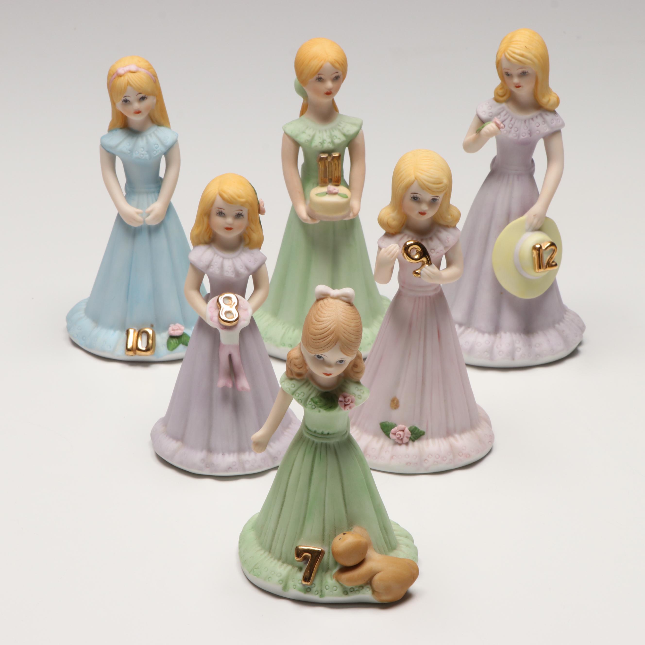 Enesco Porcelain "Growing Up Birthday Girls" and More Figurines