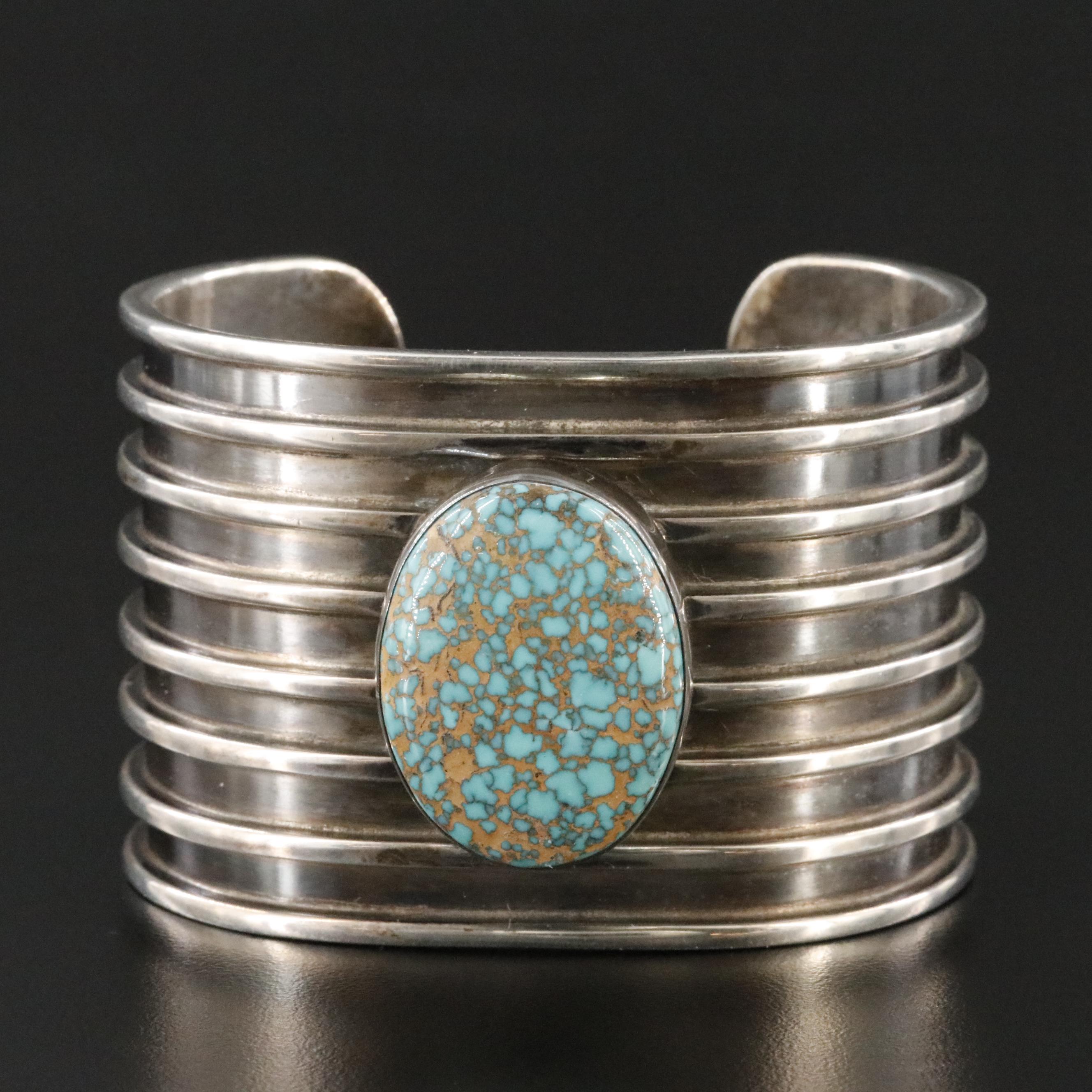 Tony Sanchez Southwestern Sterling Turquoise Cuff Bracelet