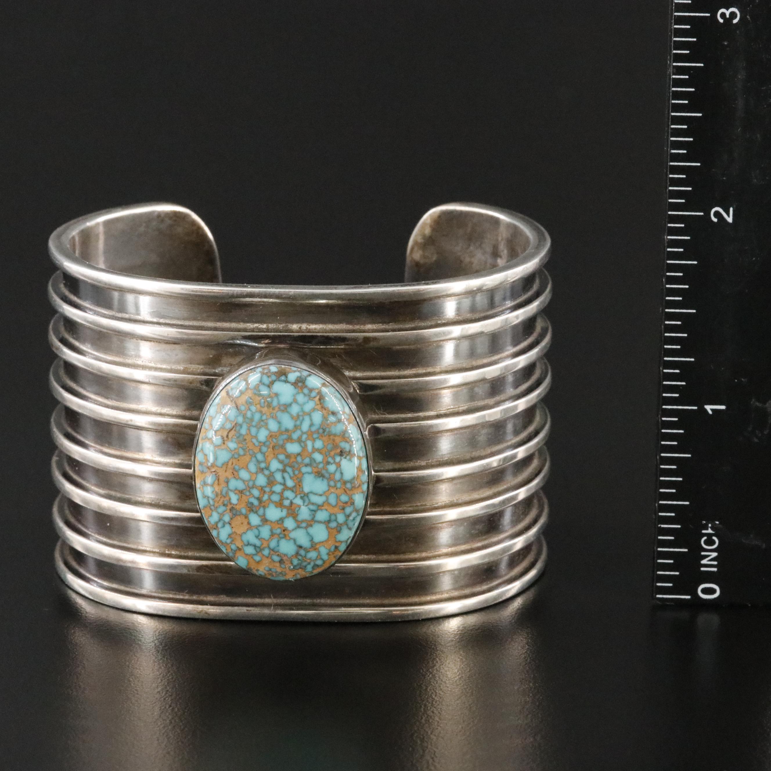 Tony Sanchez Southwestern Sterling Turquoise Cuff Bracelet