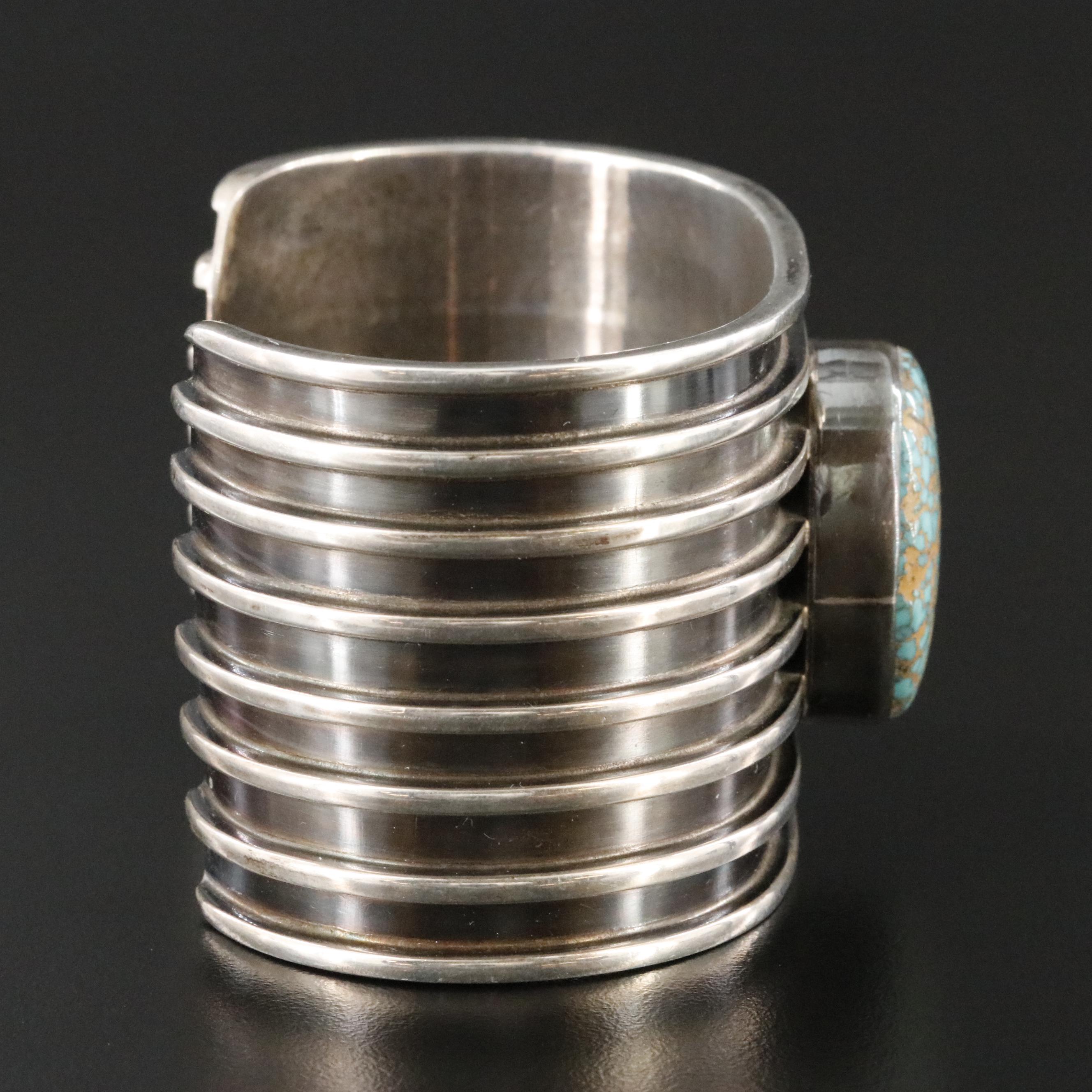 Tony Sanchez Southwestern Sterling Turquoise Cuff Bracelet