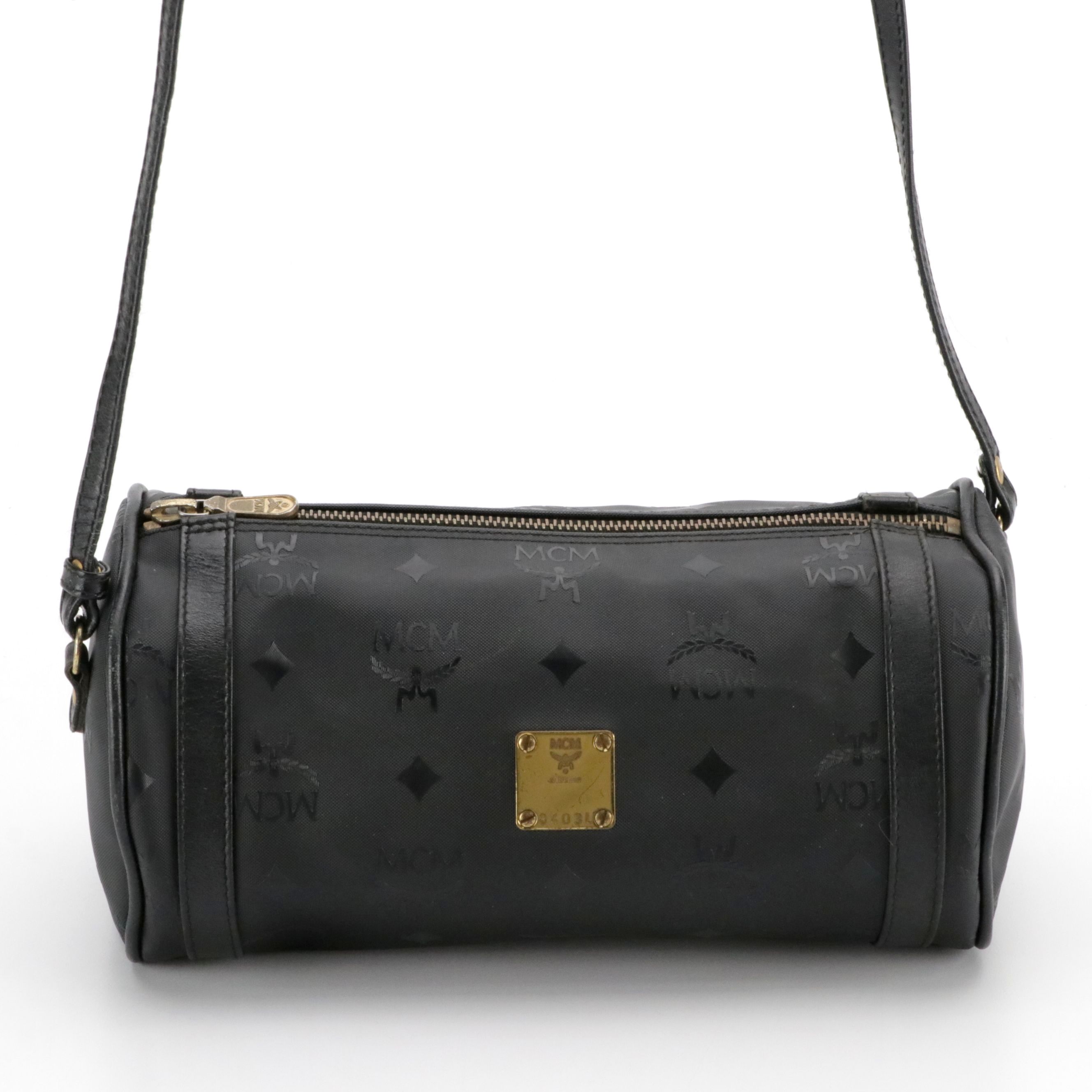 MCM Crossbody Bag in Black Visetos Nylon and Leather