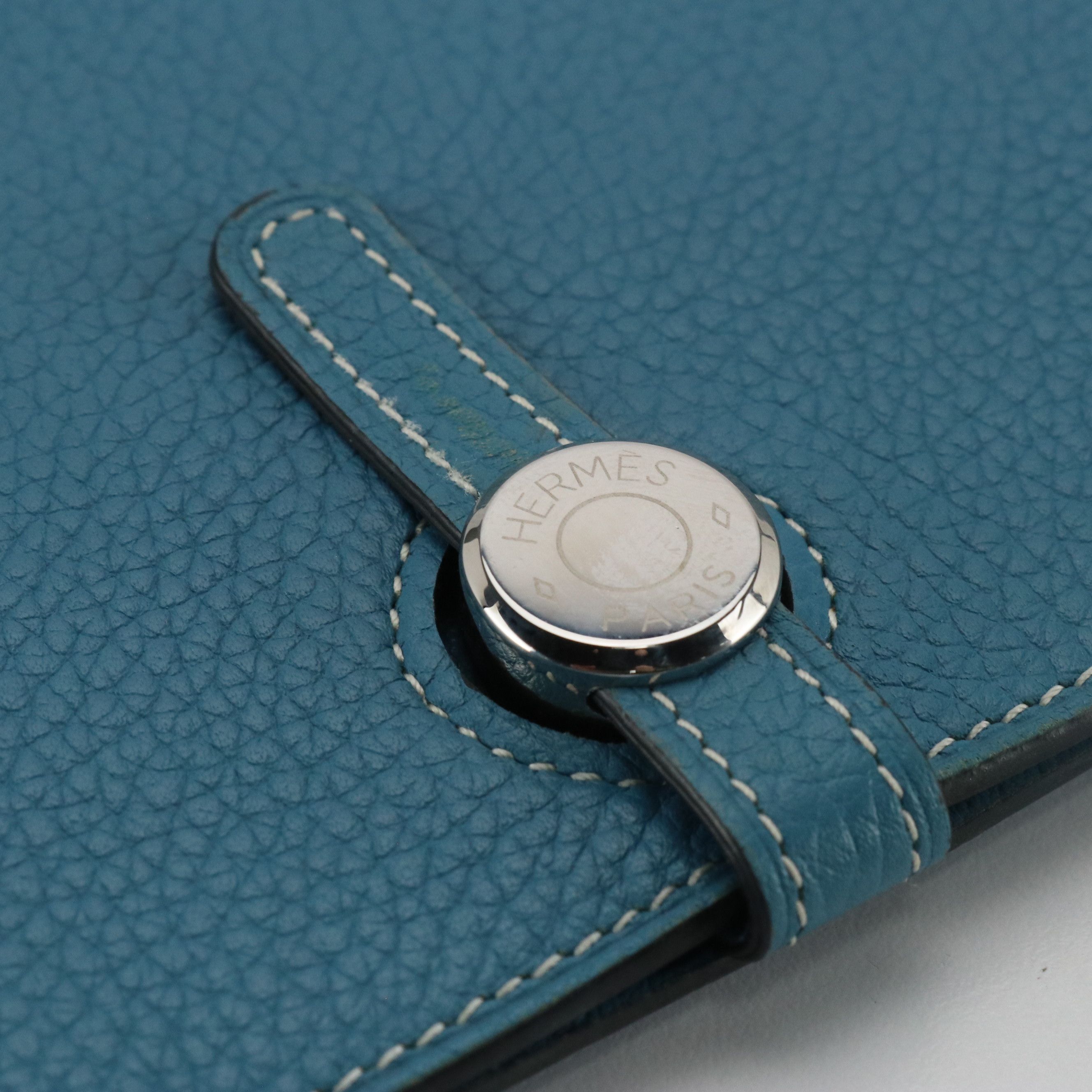 Hermès Dogon Long Wallet in Turquoise Clemence Leather