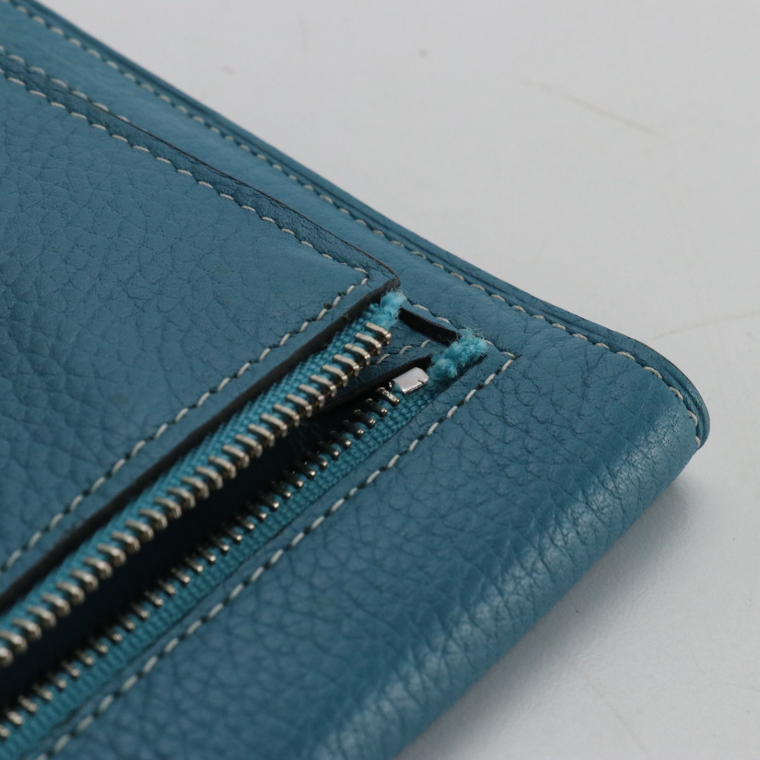 Hermès Dogon Long Wallet in Turquoise Clemence Leather