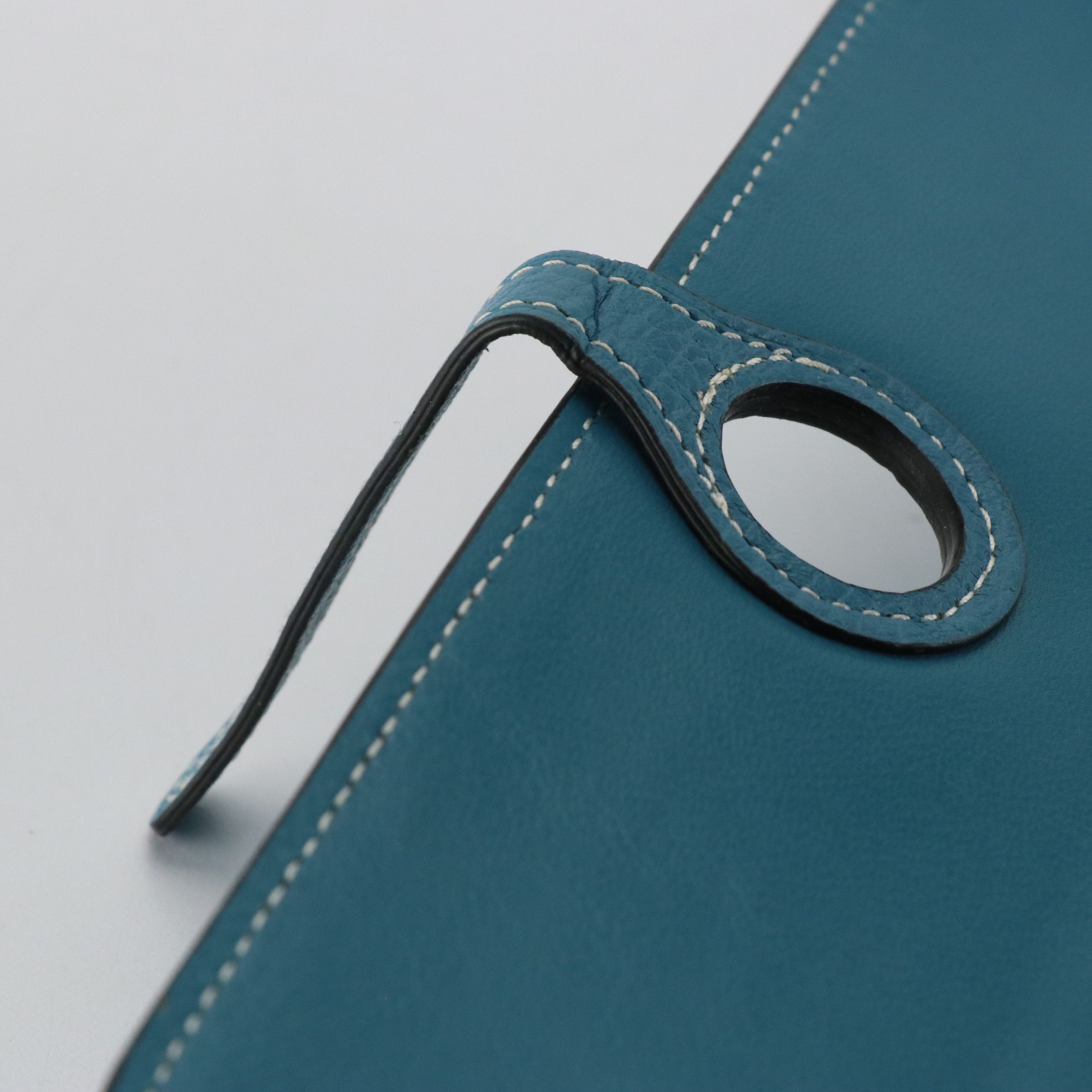 Hermès Dogon Long Wallet in Turquoise Clemence Leather
