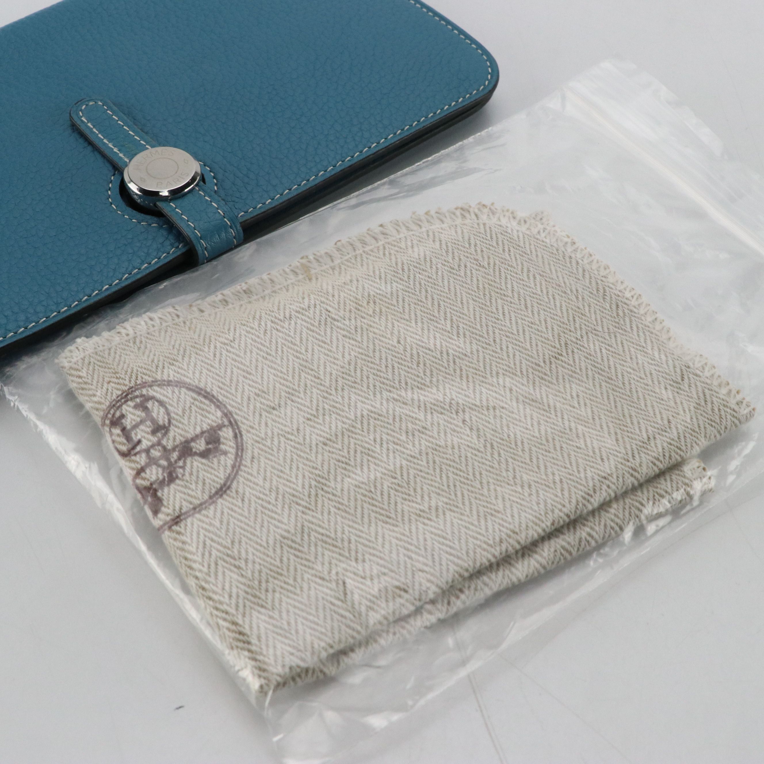 Hermès Dogon Long Wallet in Turquoise Clemence Leather