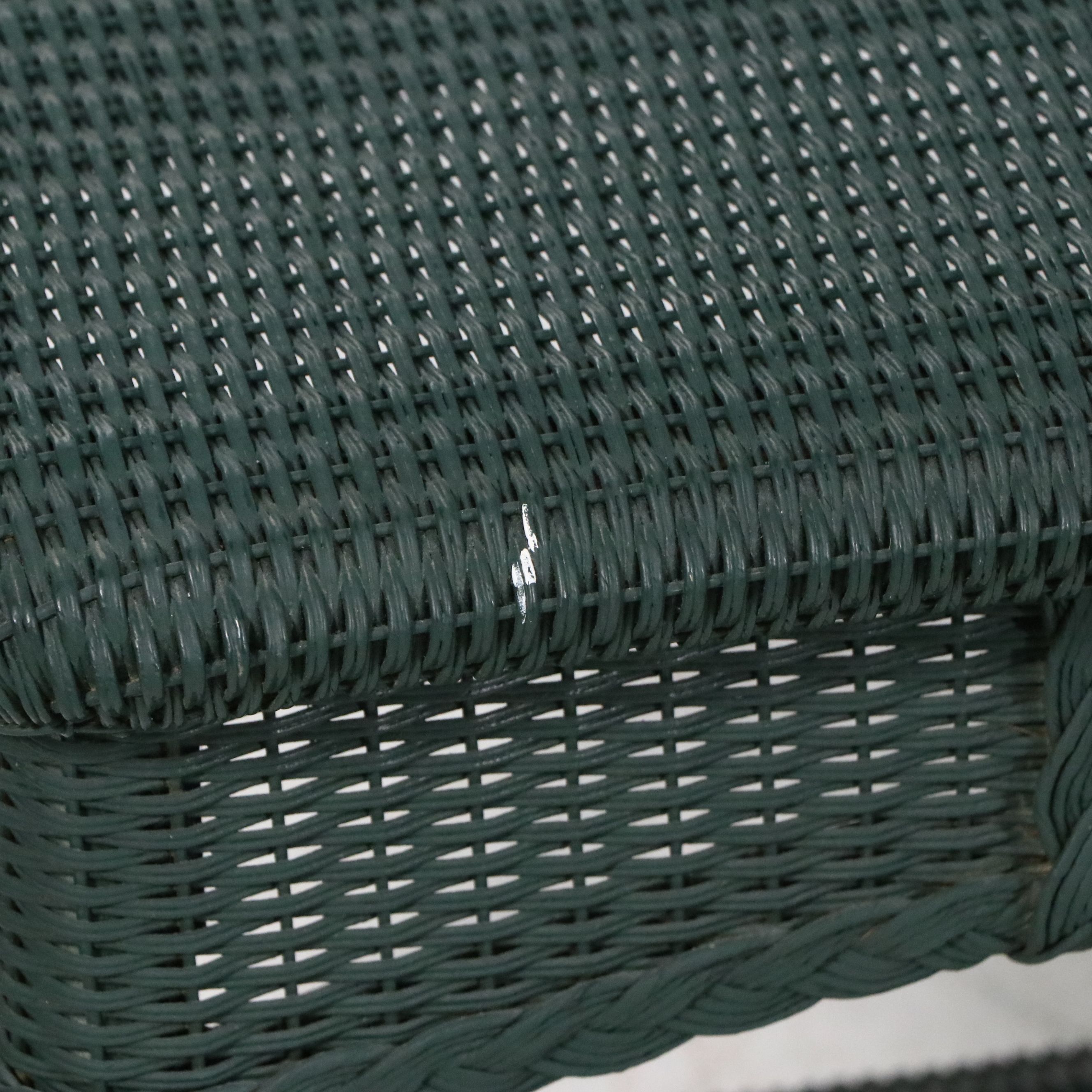 Hunter Green Wicker Patio Set with Loveseat, Armchair, Ottoman and Side Table