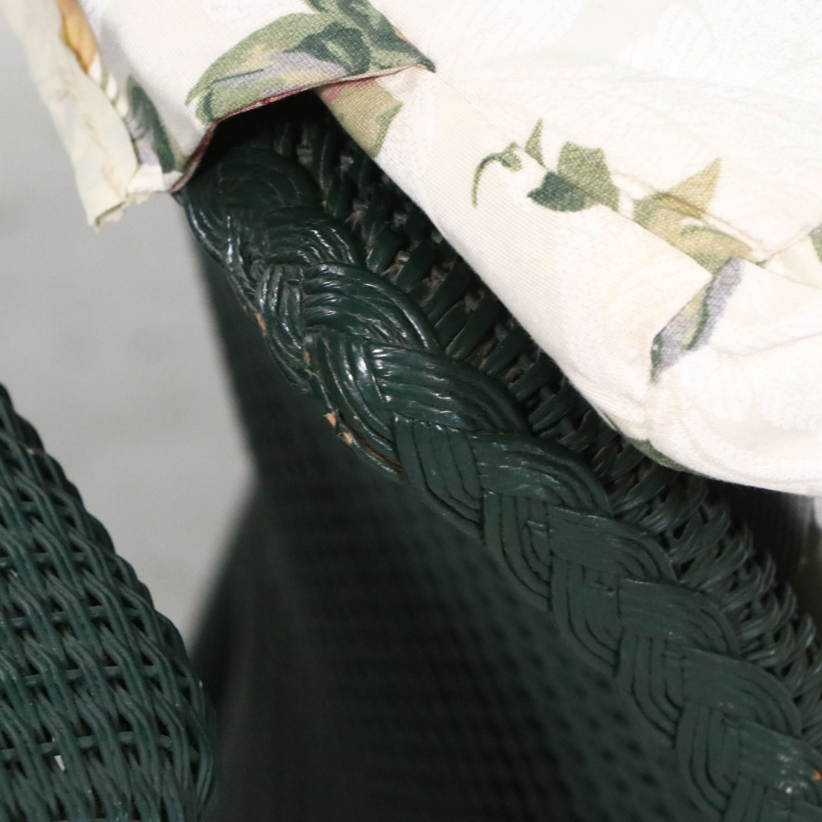 Hunter Green Wicker Patio Set with Loveseat, Armchair, Ottoman and Side Table