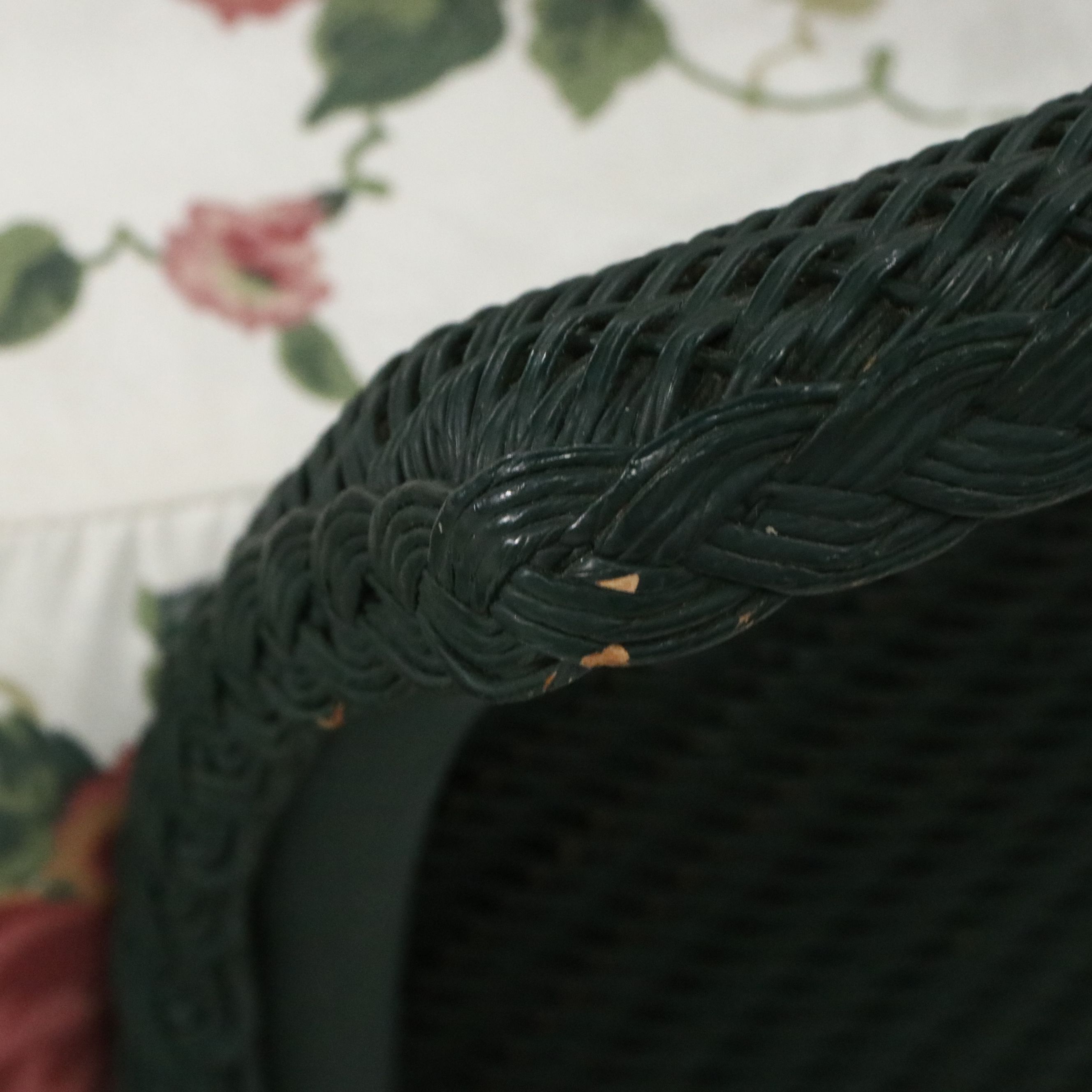 Hunter Green Wicker Patio Set with Loveseat, Armchair, Ottoman and Side Table