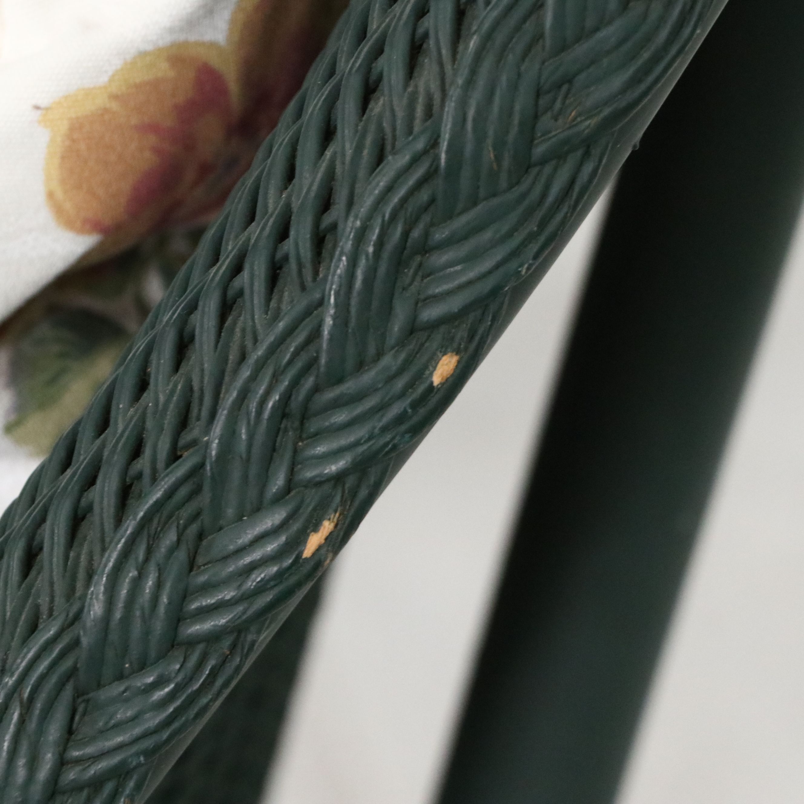 Hunter Green Wicker Patio Set with Loveseat, Armchair, Ottoman and Side Table